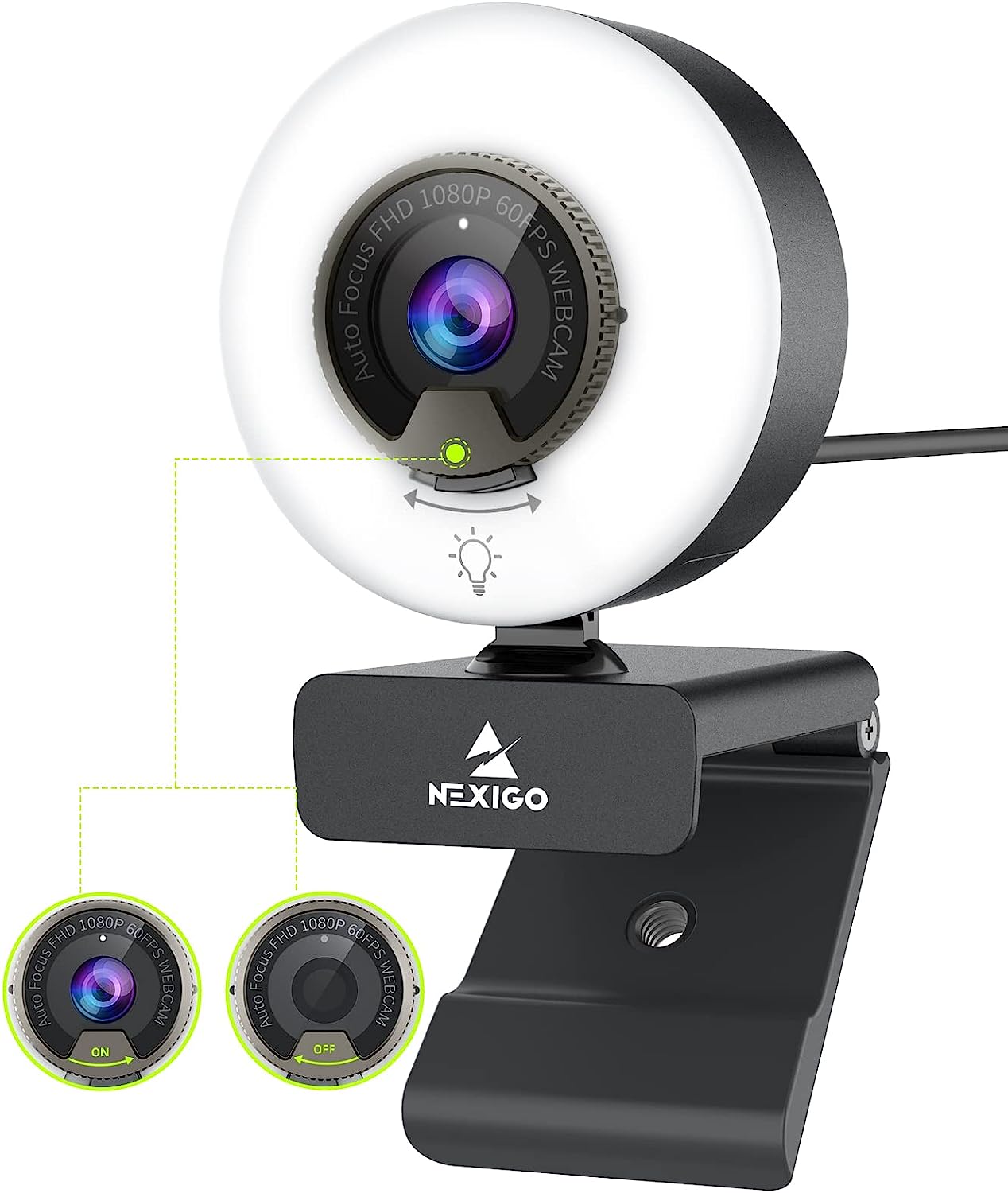 NexiGo N960E 1080P 60FPS Webcam with Light, Software [...]