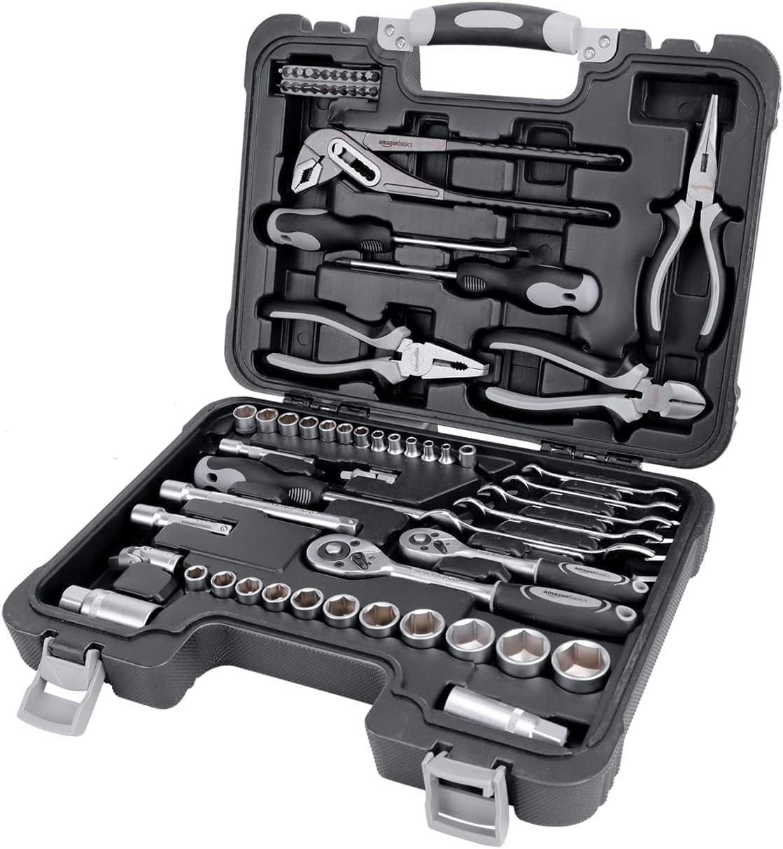 Amazon Basics Household Tool Set, 65 Pieces, Black