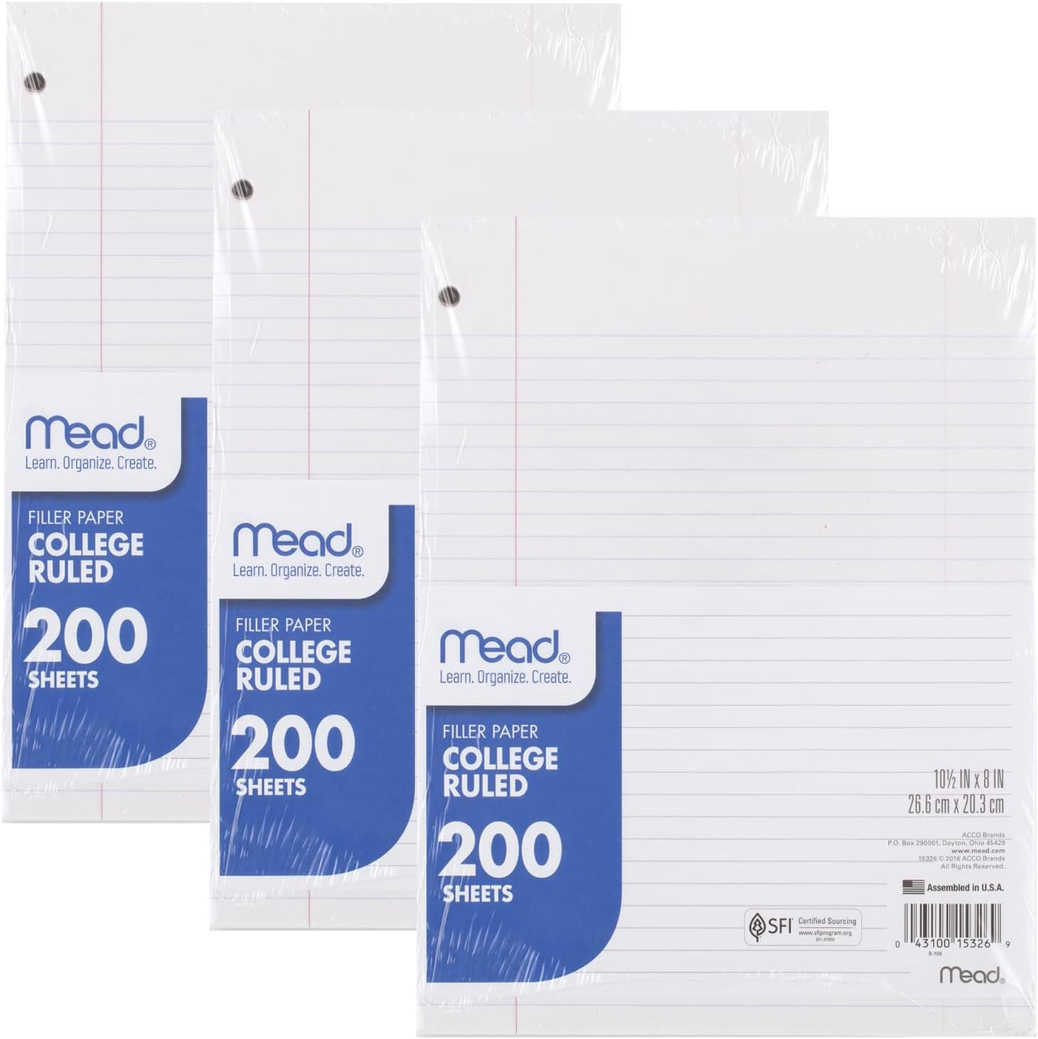 Mead Loose Leaf Paper, College Ruled, 200 Sheets, [...]