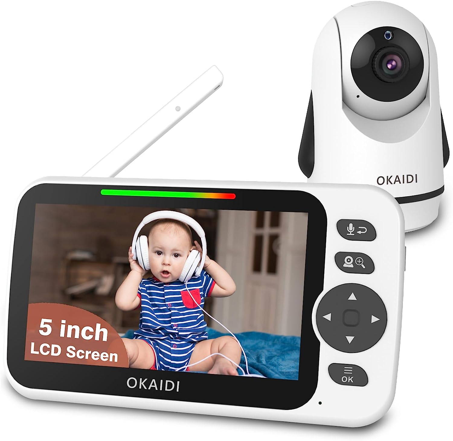 OKAIDI Video Baby Monitor with Camera and Audio, 5