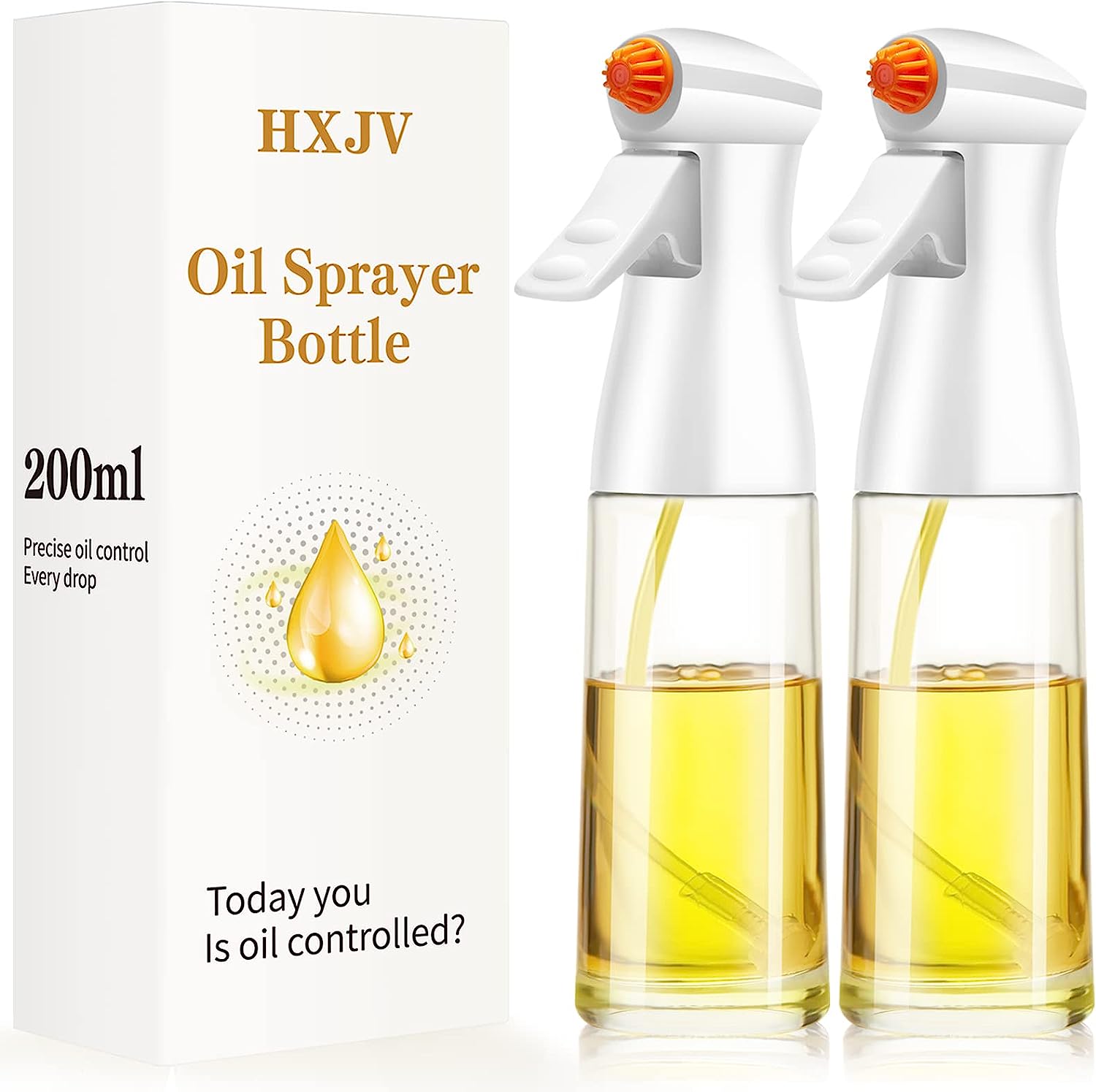 HXJV Olive Oil Sprayer for Cooking, 2 Pack Glass Oil [...]