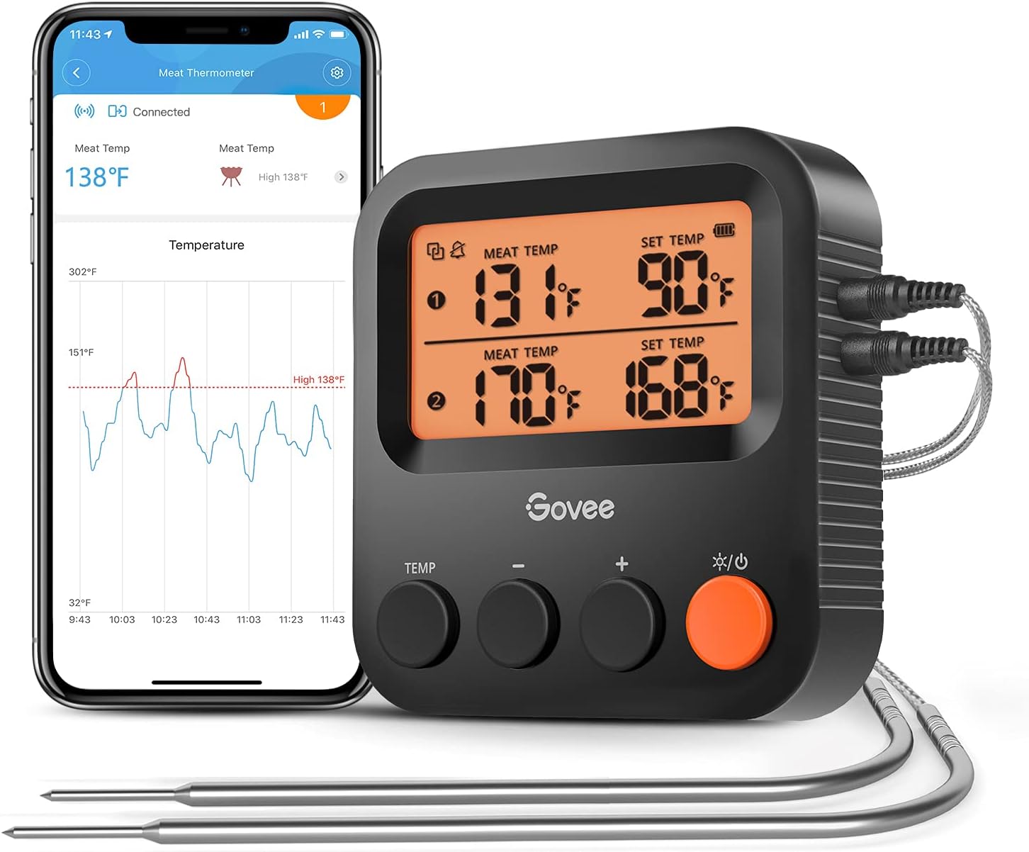 Govee Bluetooth Meat Thermometer, 230ft Range Wireless [...]