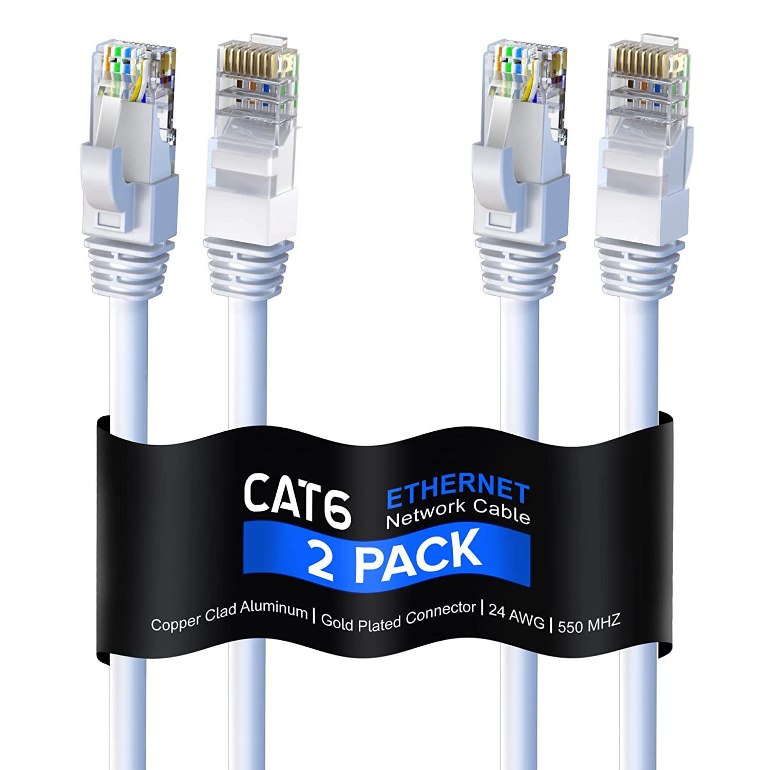 Maximm Cat 6 Ethernet Cable 12 Ft, (2-Pack) Cat6 [...]