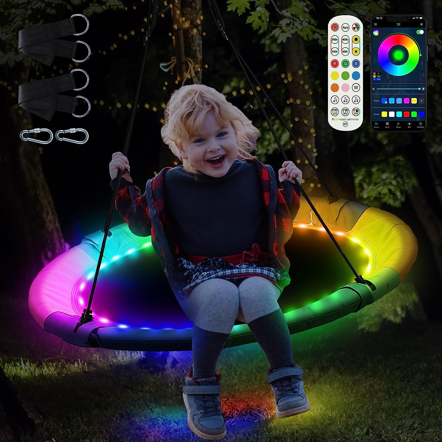 LFSMVT LED Saucer Tree Swing, 40 Inch Light Up Kids [...]