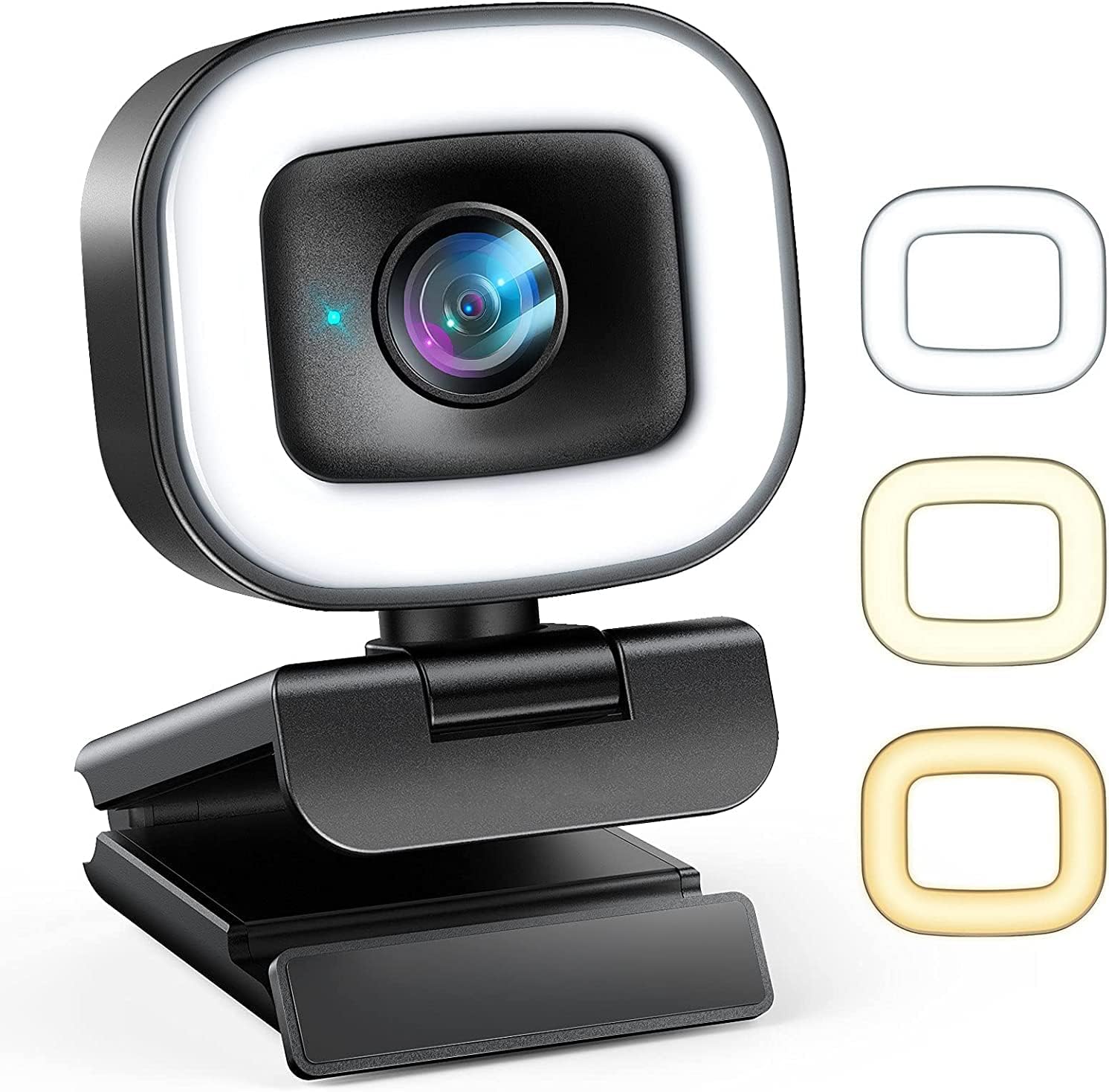 60FPS Webcam with Ring Light, Auto-Focus 1080P Web [...]