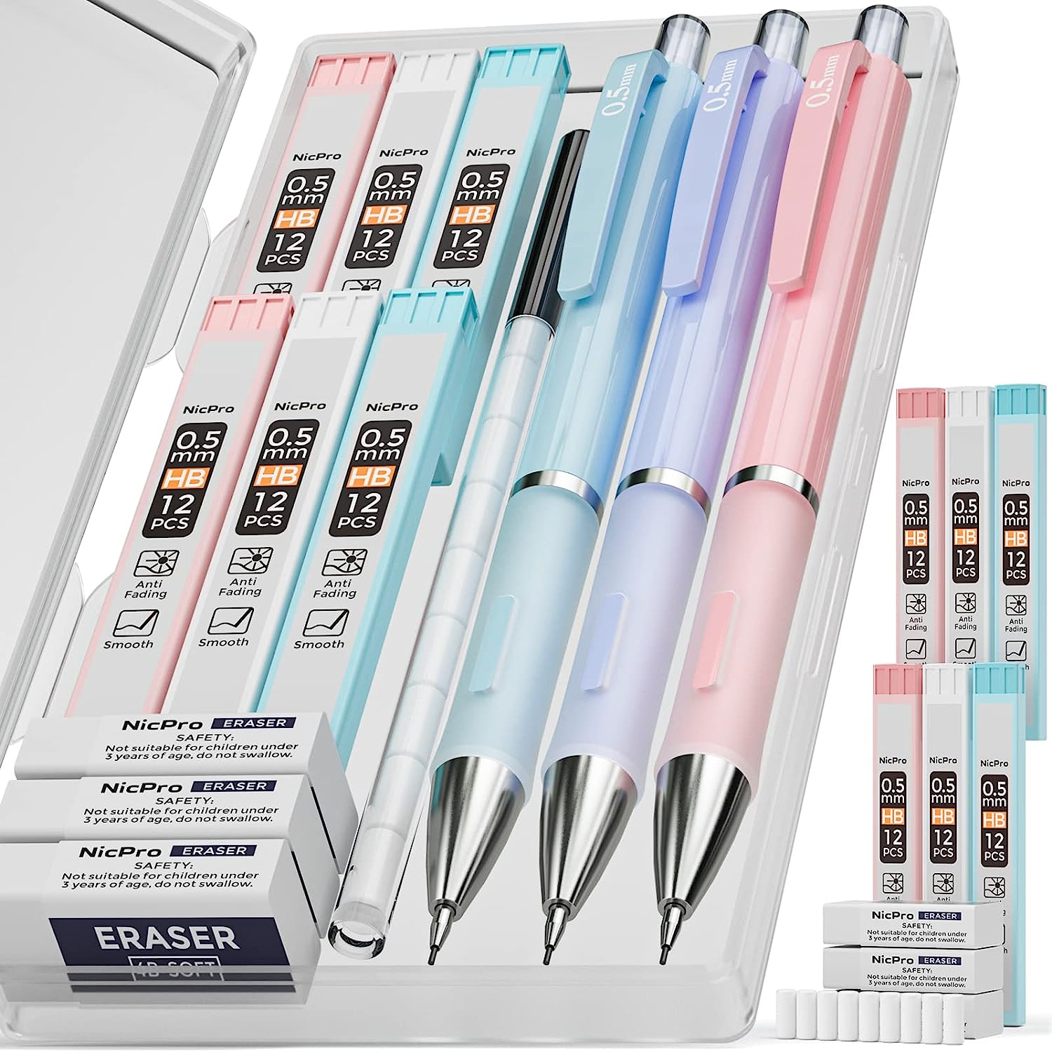 Nicpro 3PCS Pastel Mechanical Pencil Set, Cute [...]