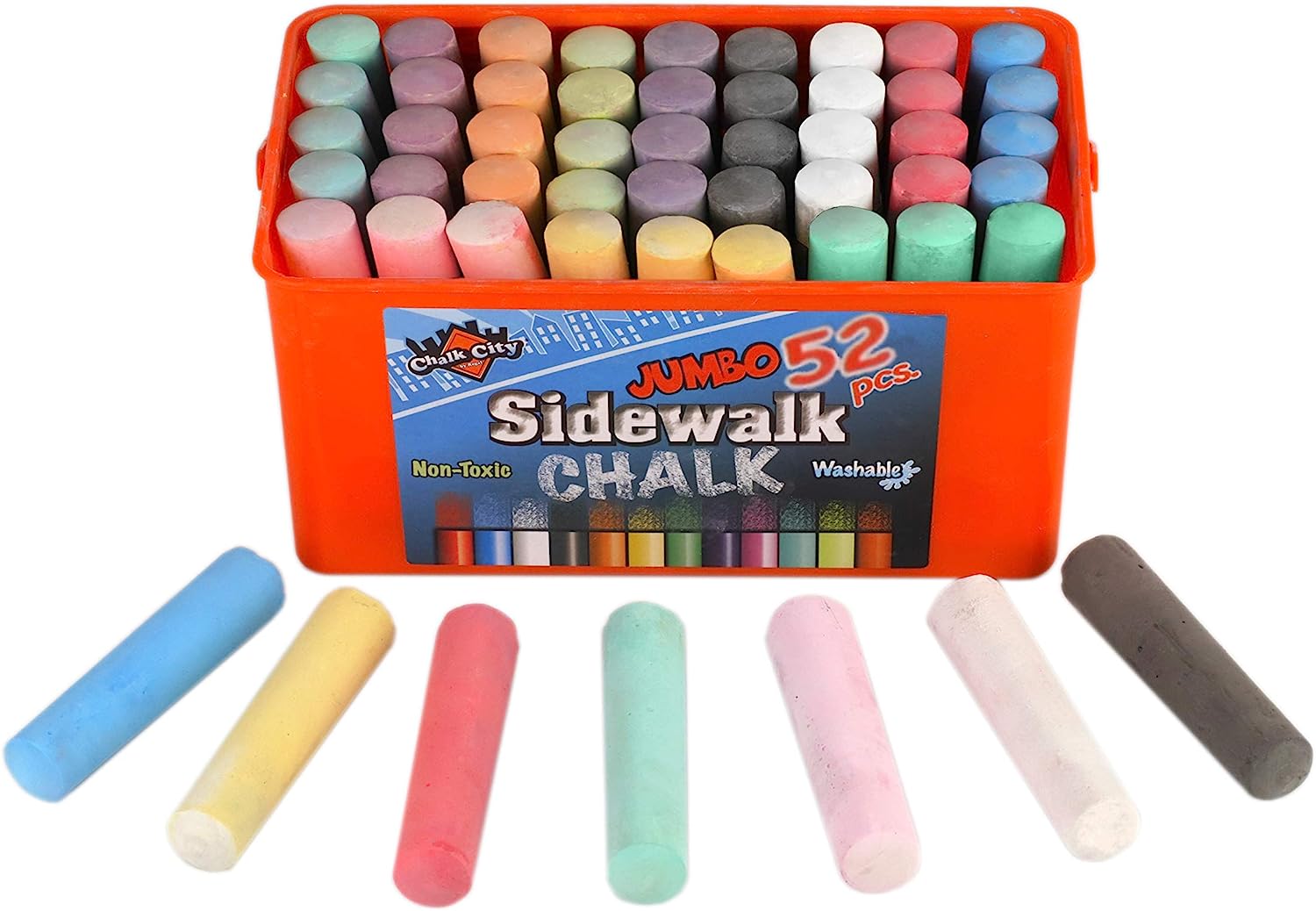 Chalk City Sidewalk Chalk, 52 Count, 12 Colors, Jumbo [...]