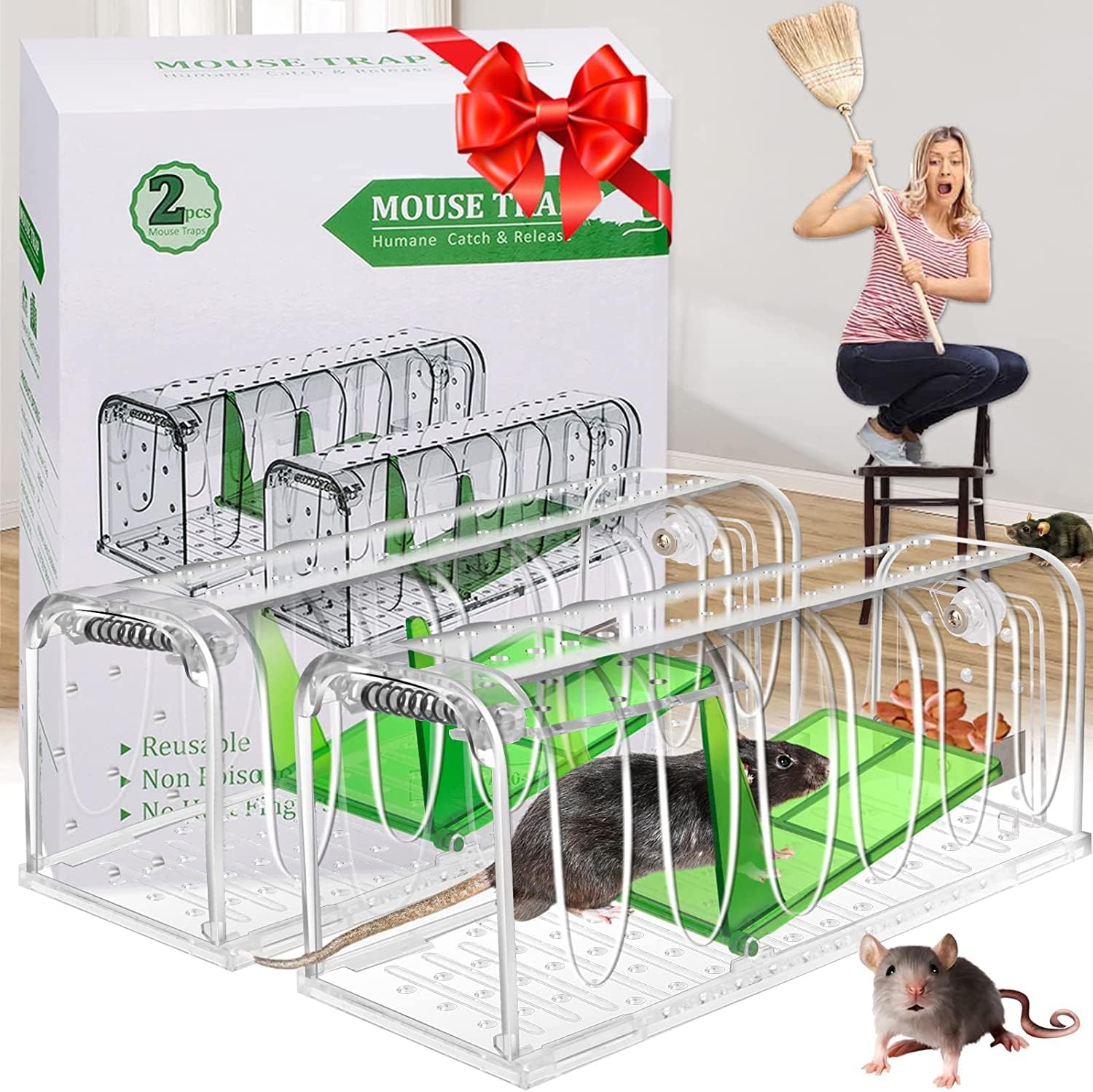 Humane Mouse Traps Indoor Outdoor, No Kill Mouse [...]