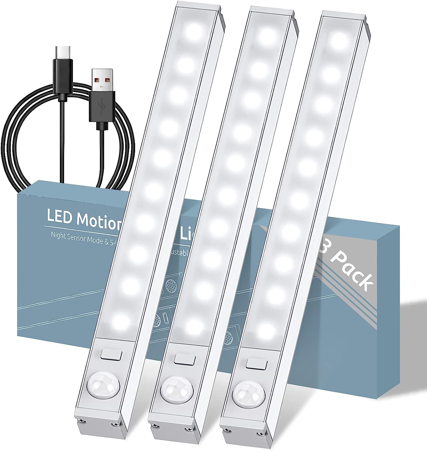 HOLYTALK 3 Pack Motion Sensor Light Indoor, 10 LED [...]