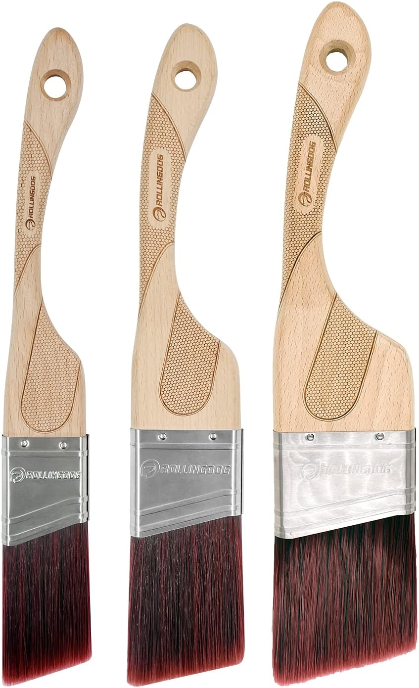 ROLLINGDOG Angled Paint Brush Set with Ergonomic Wood [...]