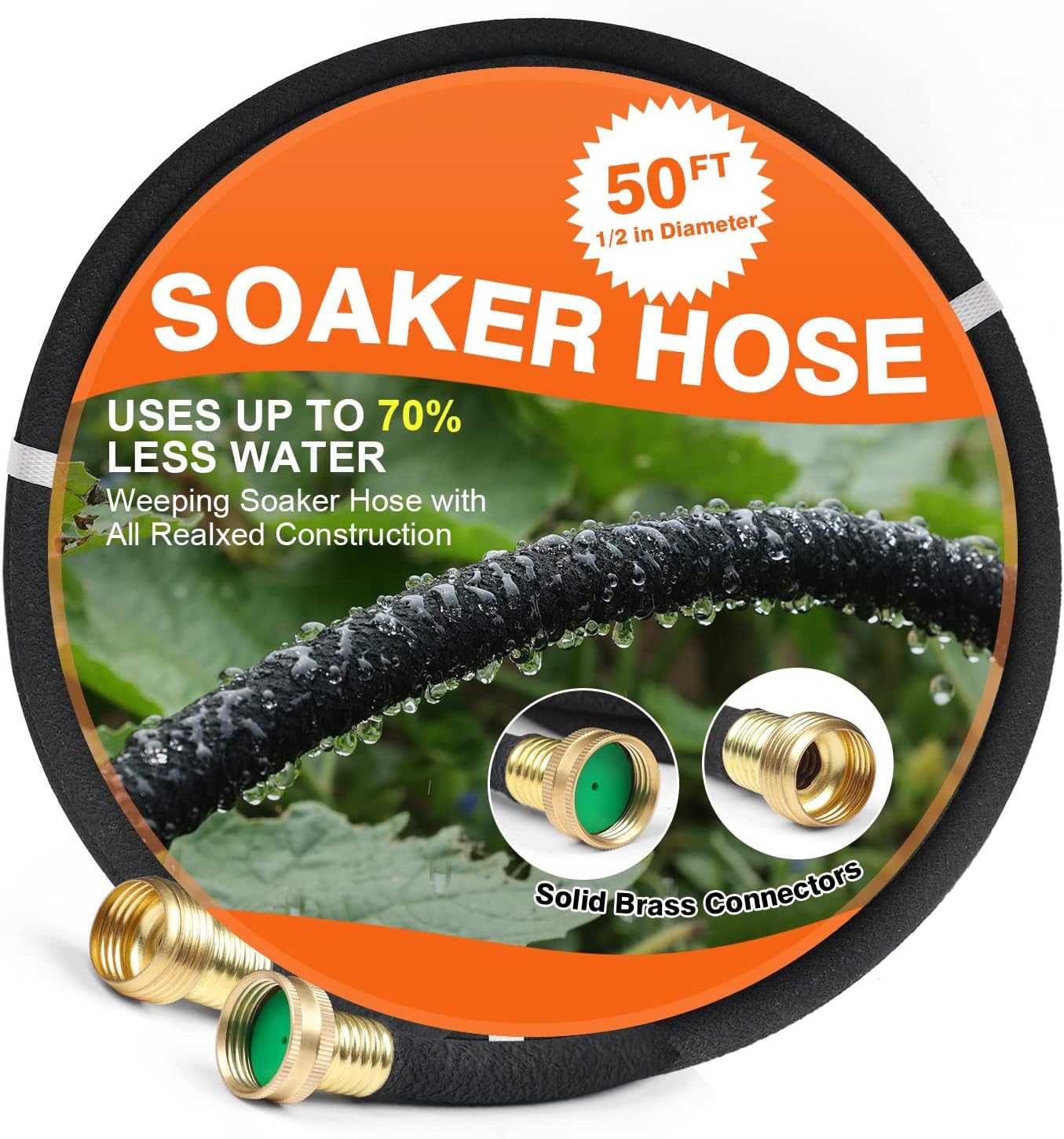 Soaker Hose 50 FT for Garden 1/2