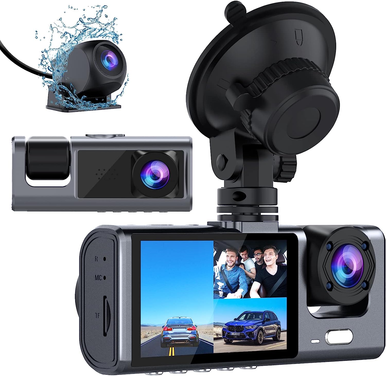 3 Channel Dash Cam Front and Rear Inside, 1080P Dash [...]