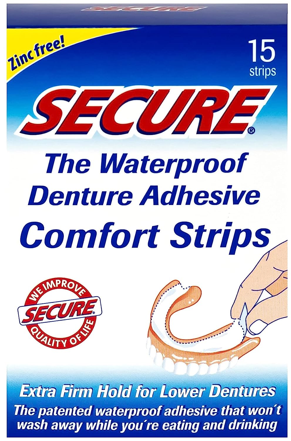 Secure Comfort Strips Waterproof Denture Adhesive - [...]
