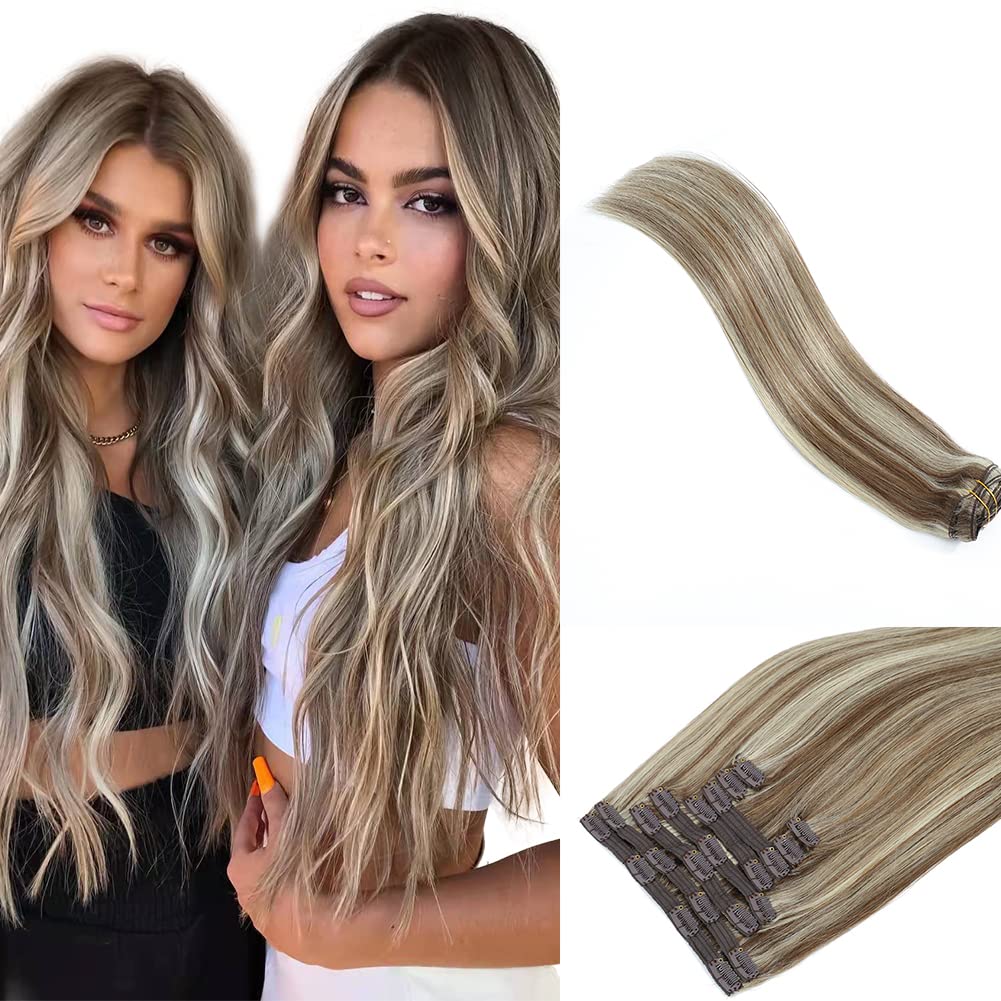 Clip in Hair Extensions Real Human Hair Blonde Clip [...]