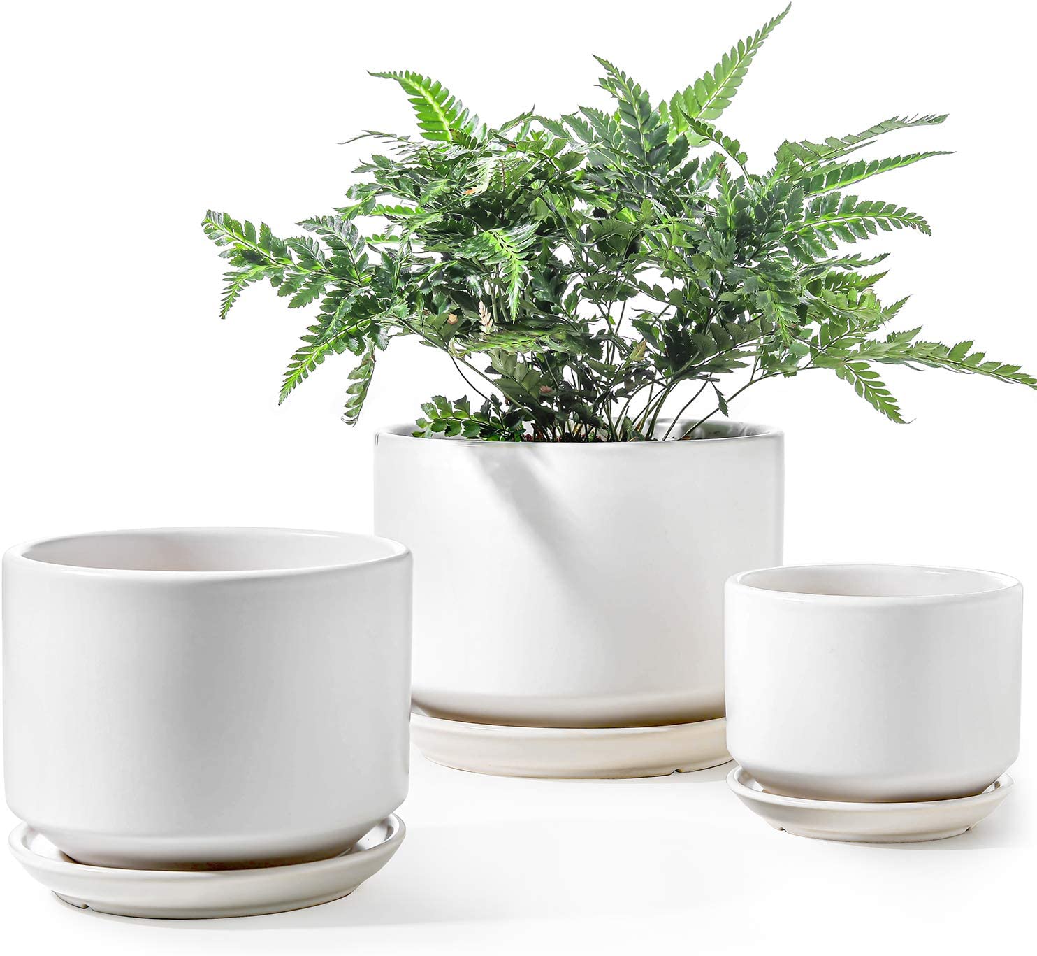 LE TAUCI Ceramic Plant Pots, 4.3+5.3+6.8 inch, Set of [...]