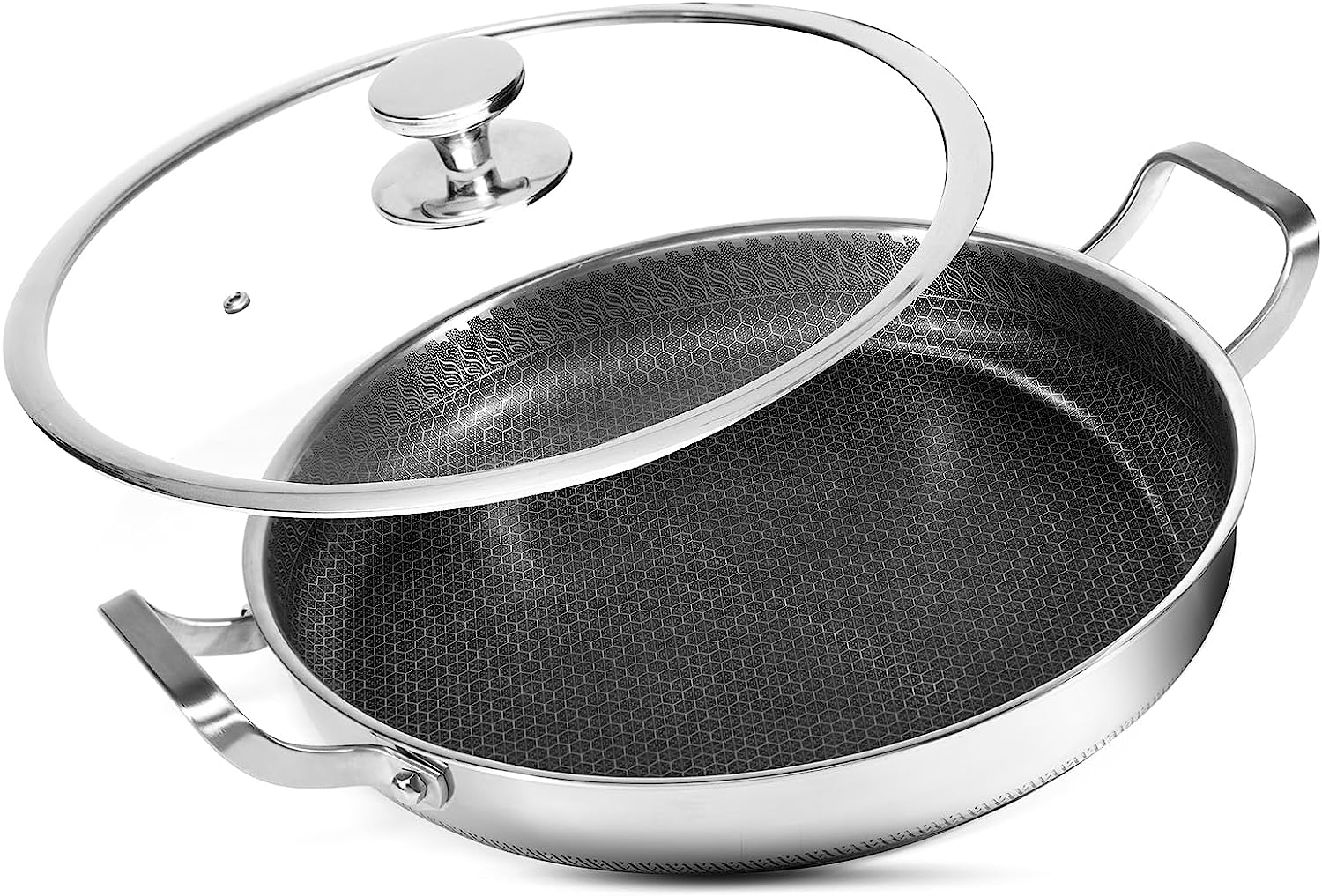 Jovos 12.5-inch Stainless Steel Frying Pan 4 QT Saute [...]