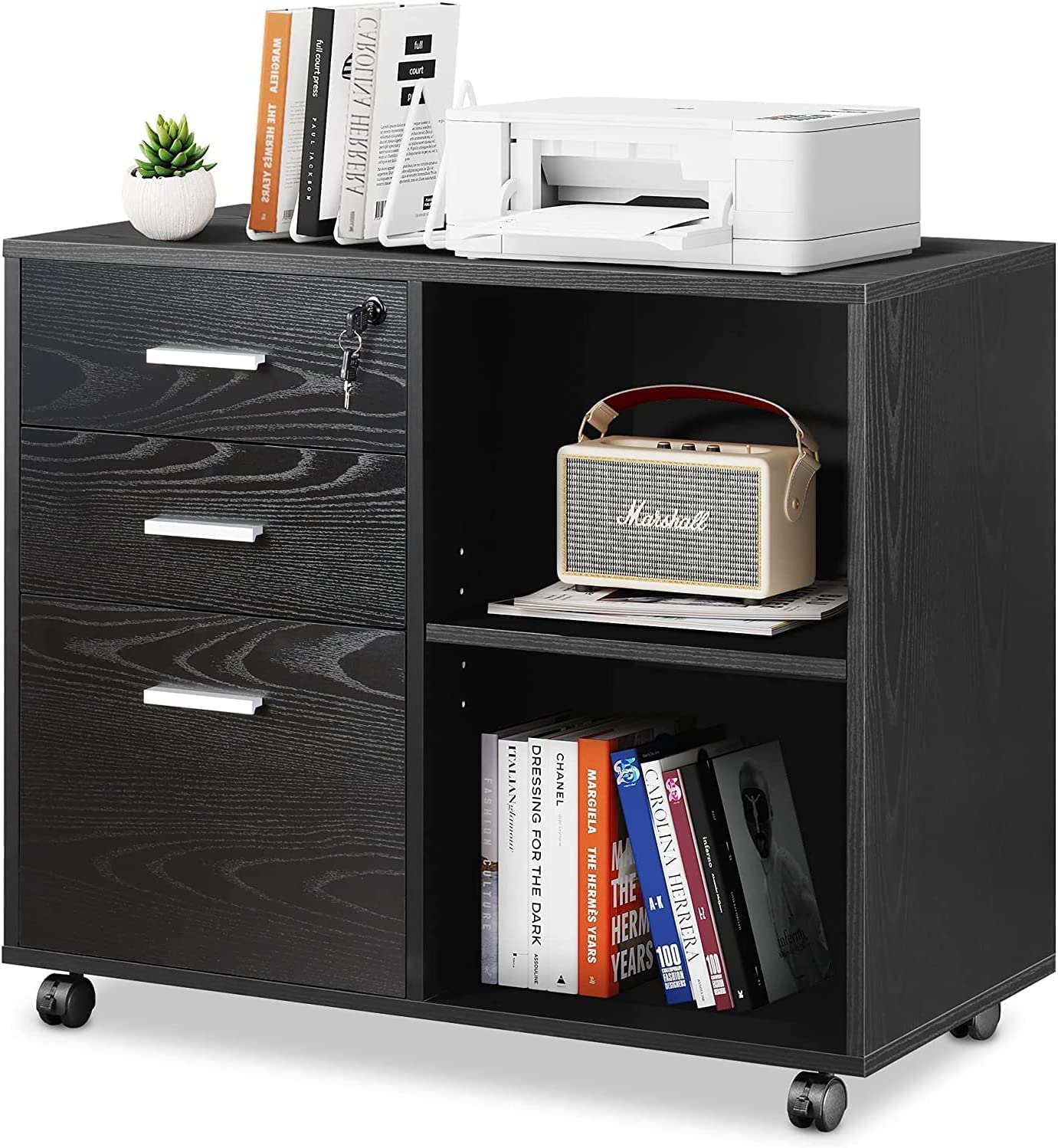 DEVAISE 3-Drawer Wood File Cabinet with Lock, Mobile [...]