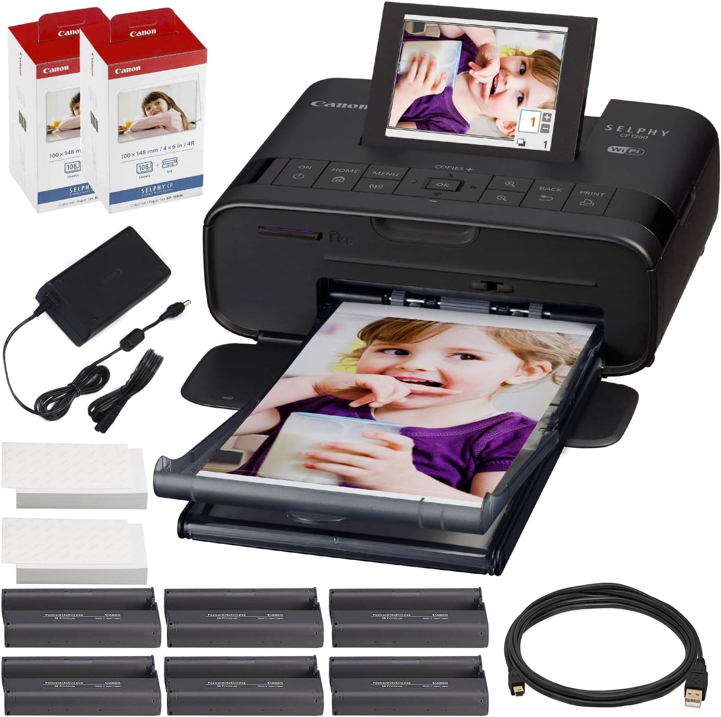 Canon SELPHY CP1300 Compact Photo Printer (Black) with [...]