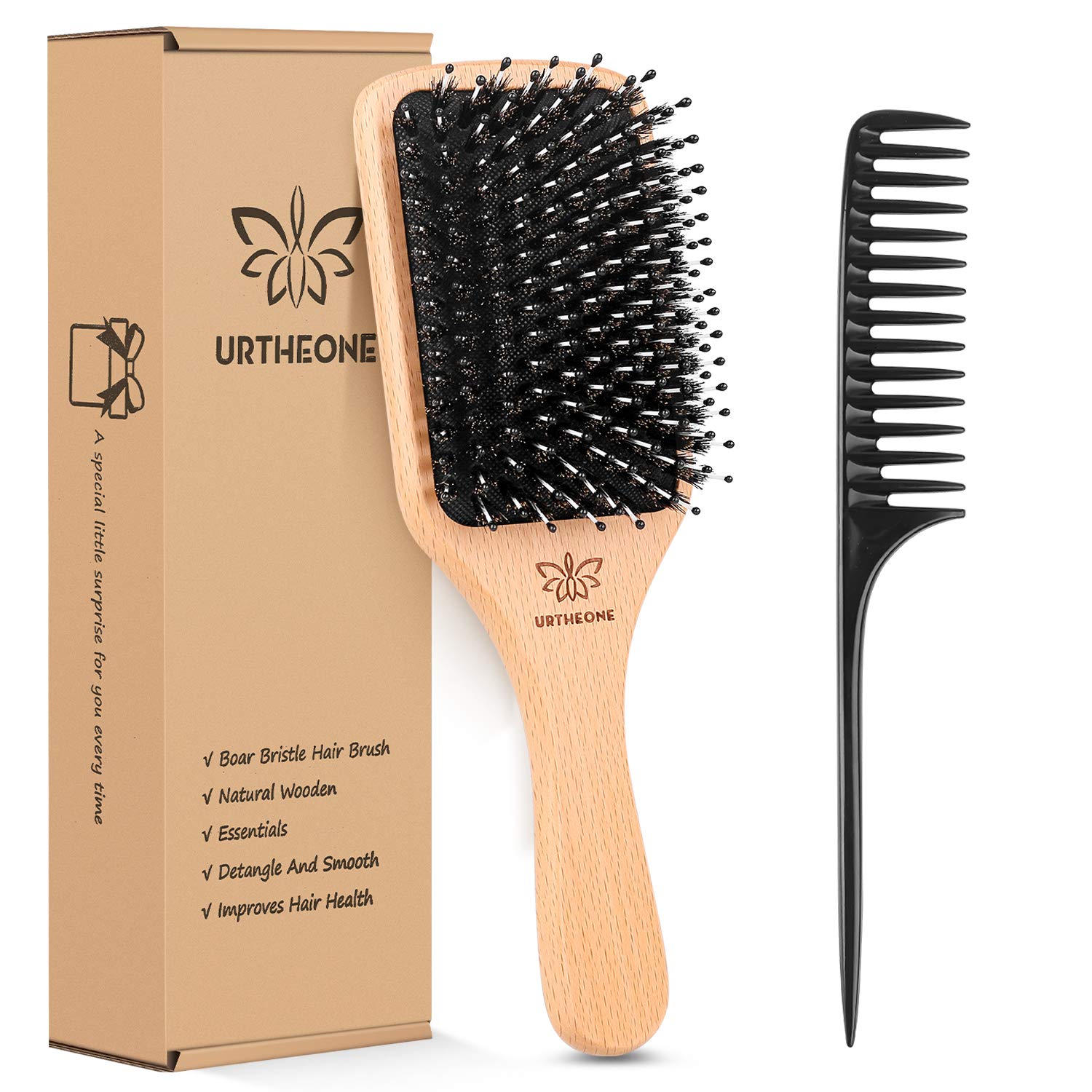 Hair Brush Boar Bristle Hairbrush for Thick Curly Thin [...]