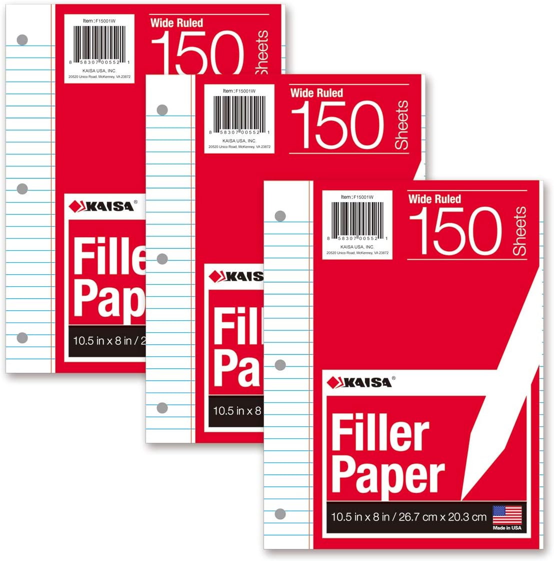 KAISA Filler Paper Loose Leaf Paper, Wide Ruled Paper, [...]