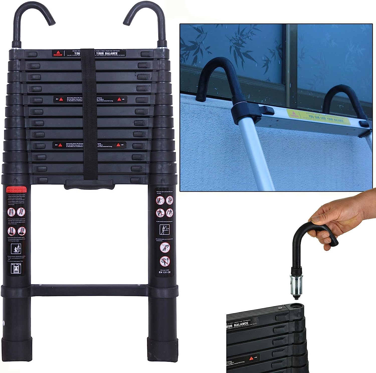 12.5ft Extension Ladder with Hook Attic Ladder [...]