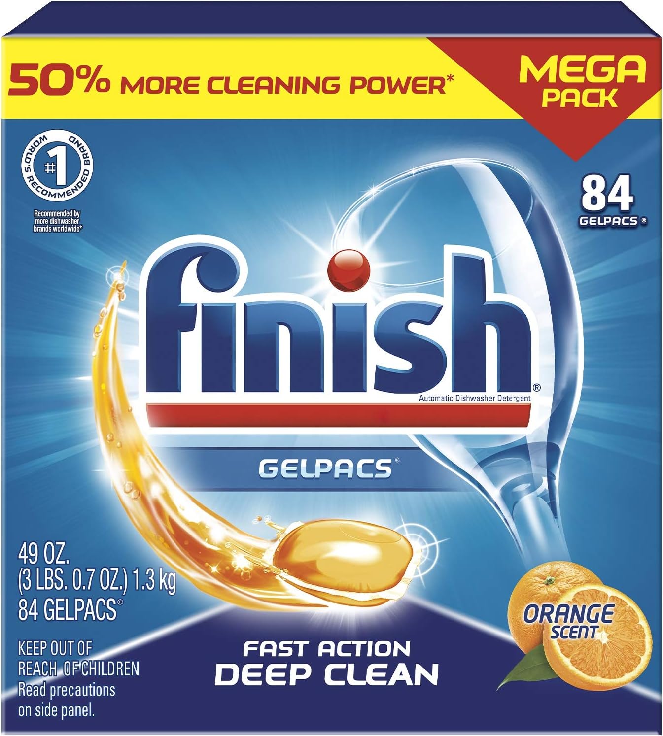 Finish All in 1 Gelpacs Orange, Dishwasher Detergent [...]
