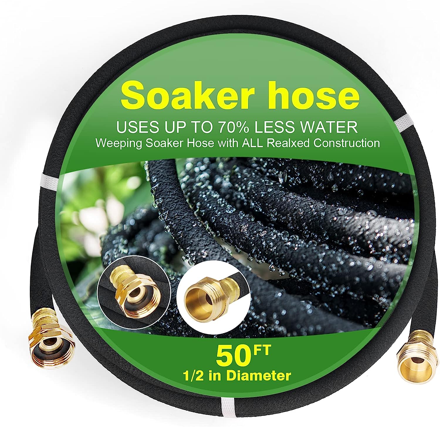 HZYOUMU Soaker Hose with Solid Brass Connectors 50 FT [...]
