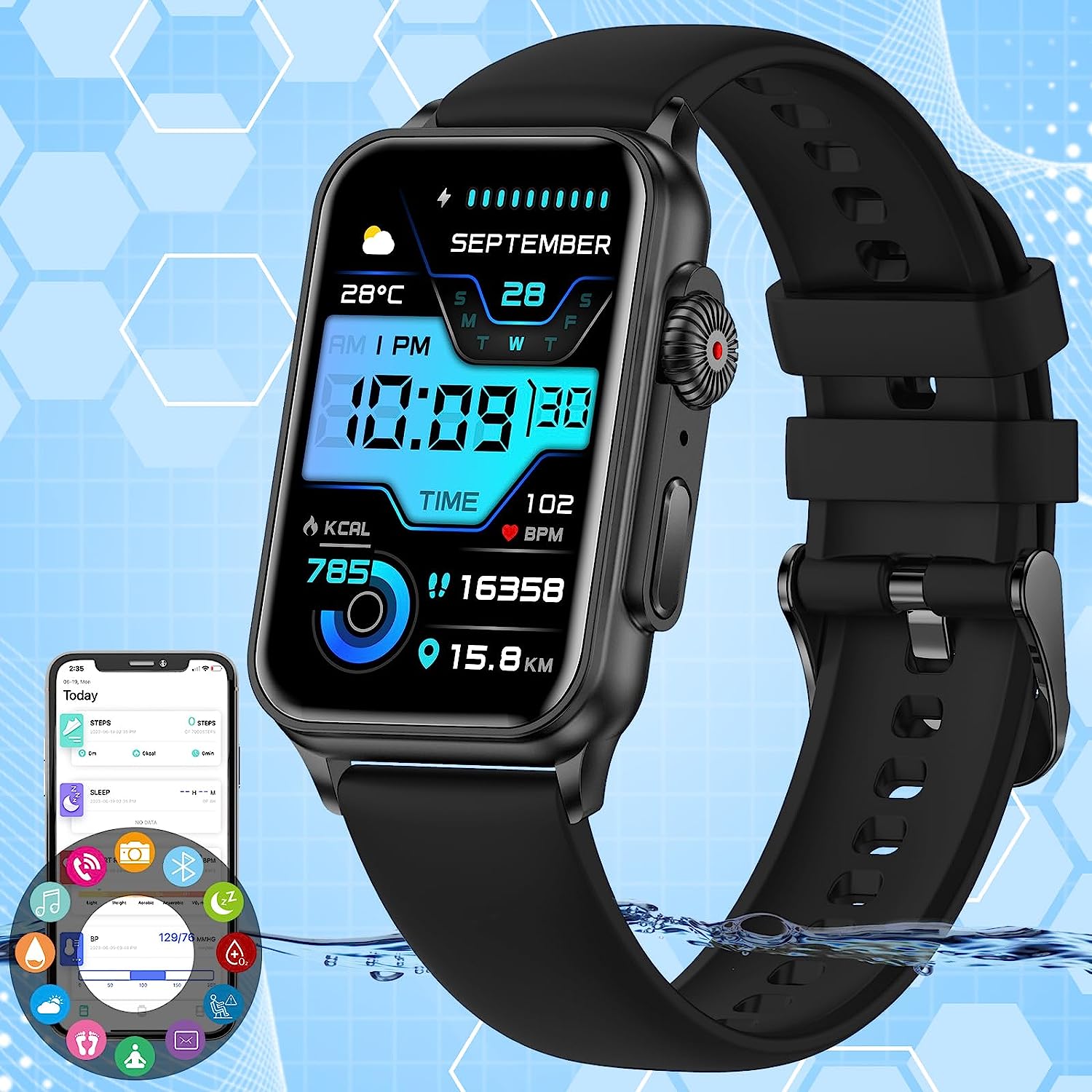 Fitness Tracker,Smart Watch with Heart Rate Blood [...]