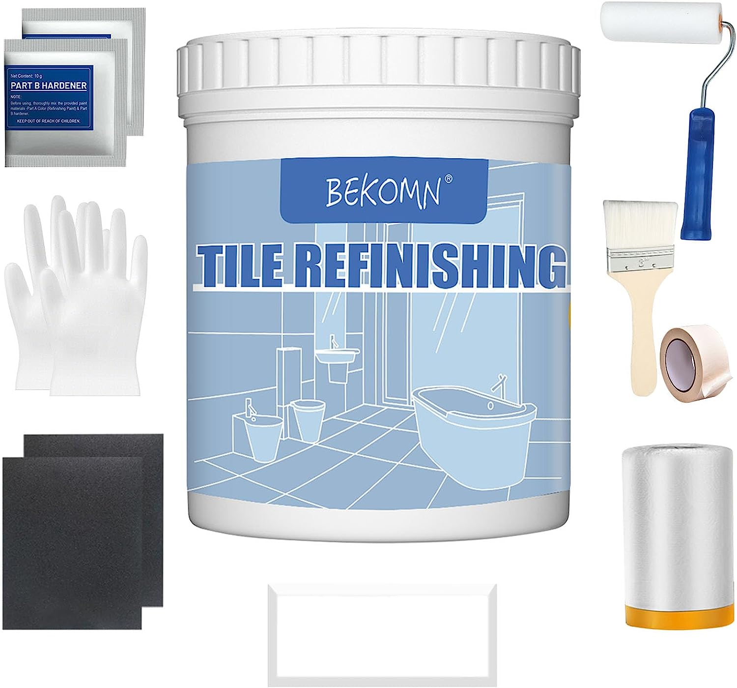 BEKOMN Tub and Tile Refinishing Kit (1kg, Full Tools, [...]
