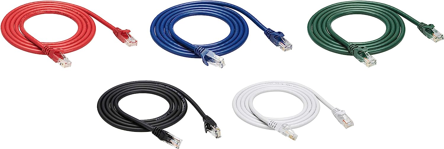 Amazon Basics 5-Pack RJ45 Cat 6 Ethernet Patch Cable, [...]