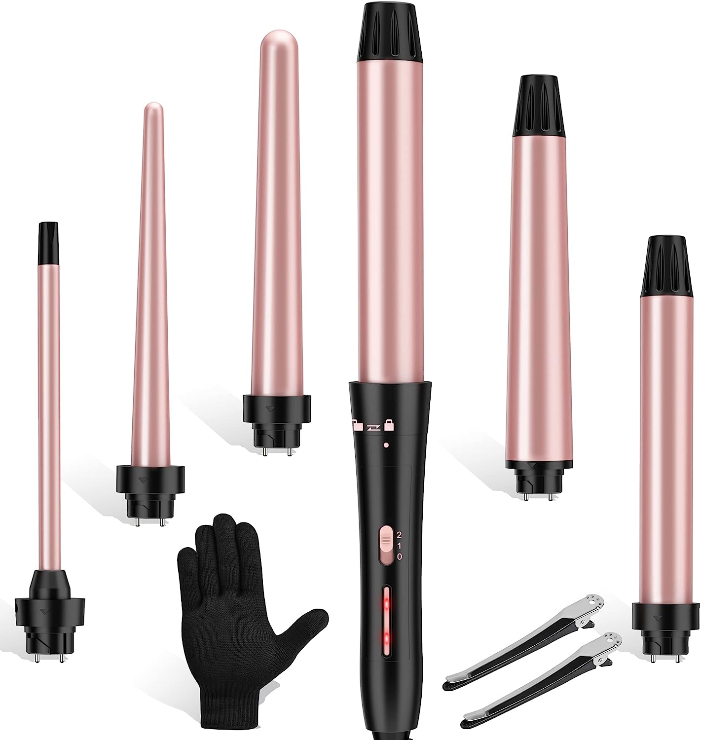Curling Iron Set, USHOW 6 in 1 Curling Wand Set Hair [...]