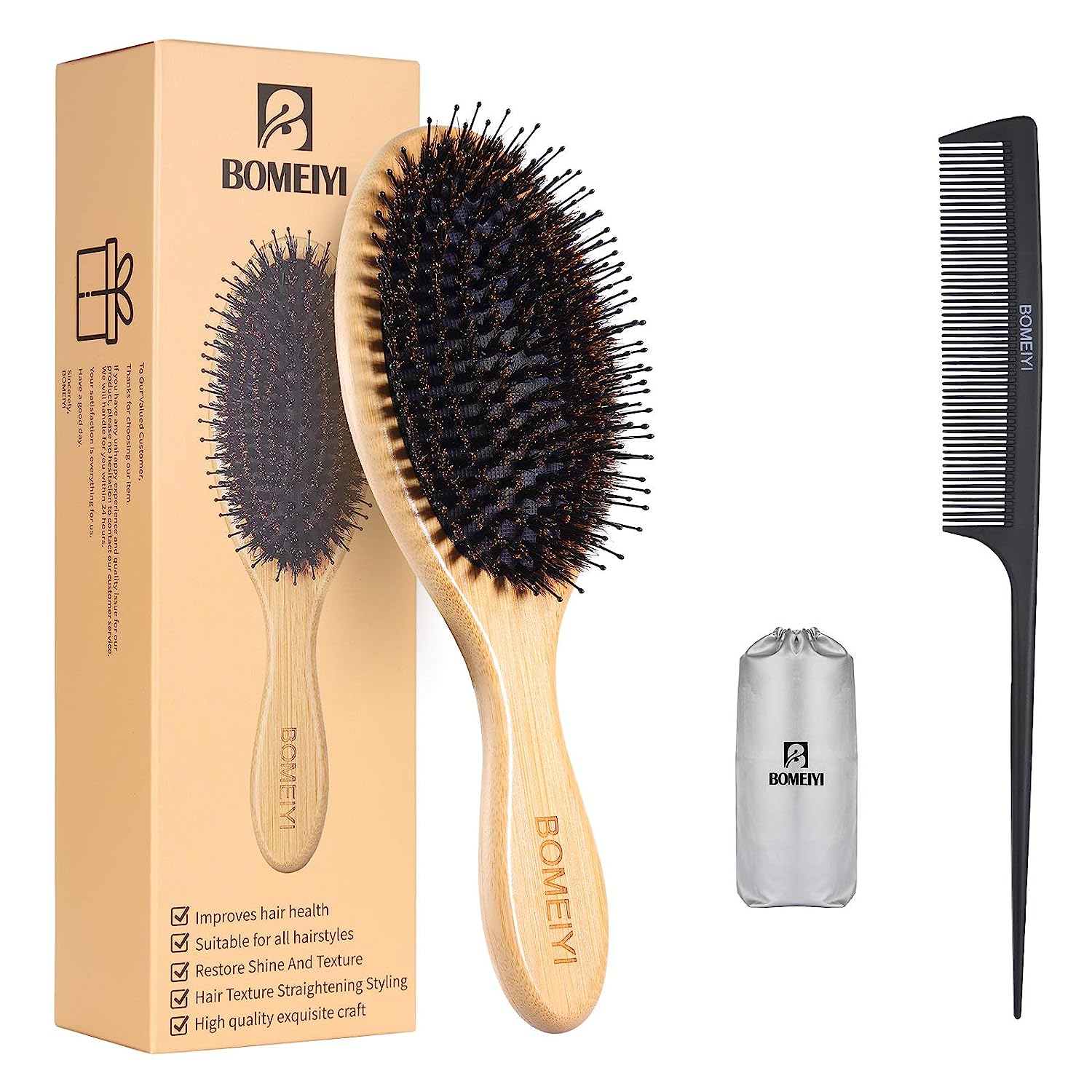 Hair Brush, Natural Boar Bristle Hair Brush, Wooden [...]
