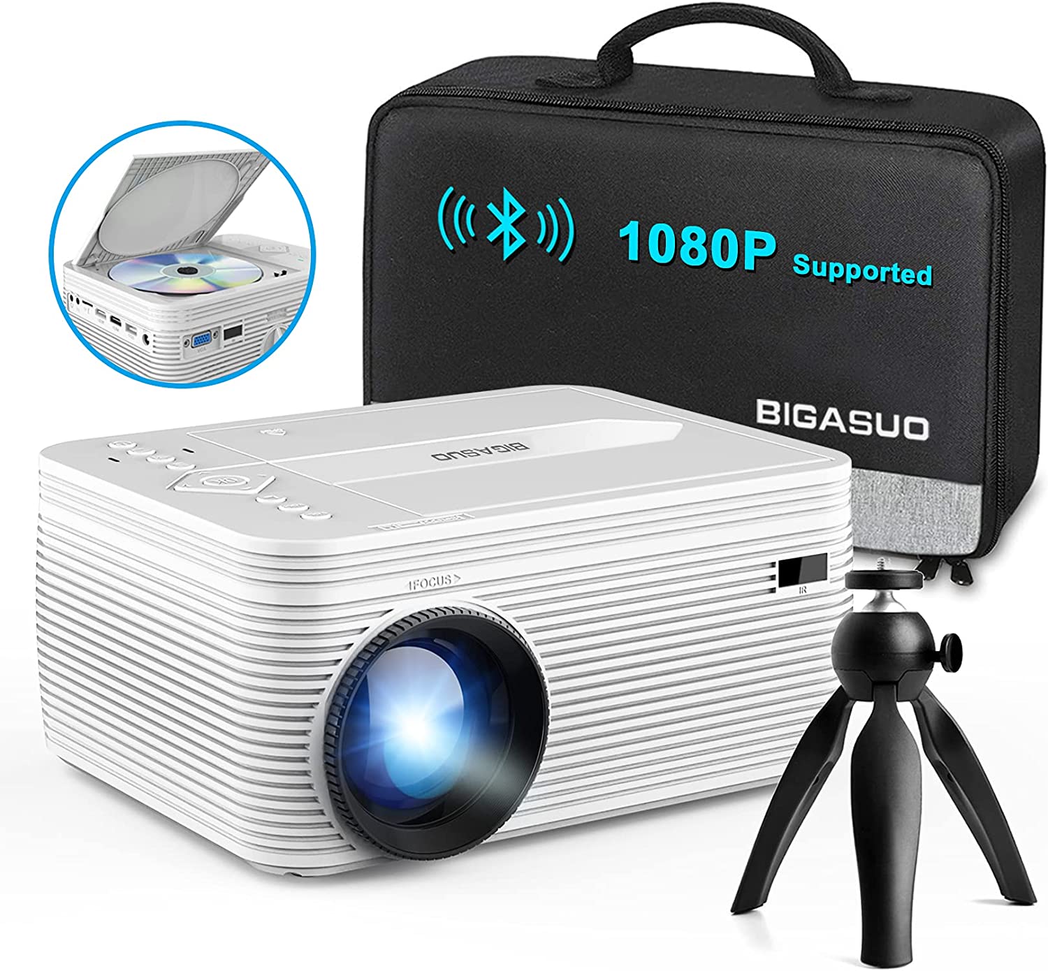 BIGASUO HD 9000L Bluetooth Projector Built in DVD [...]