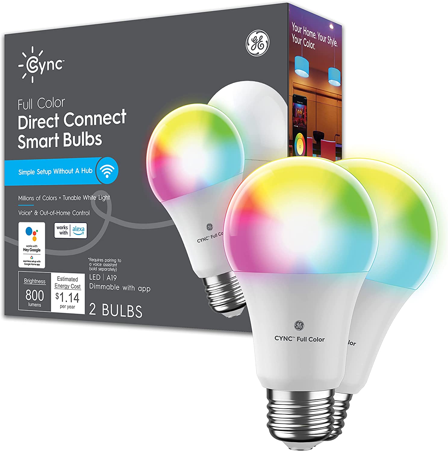 GE Lighting CYNC Smart LED Light Bulbs, Color [...]