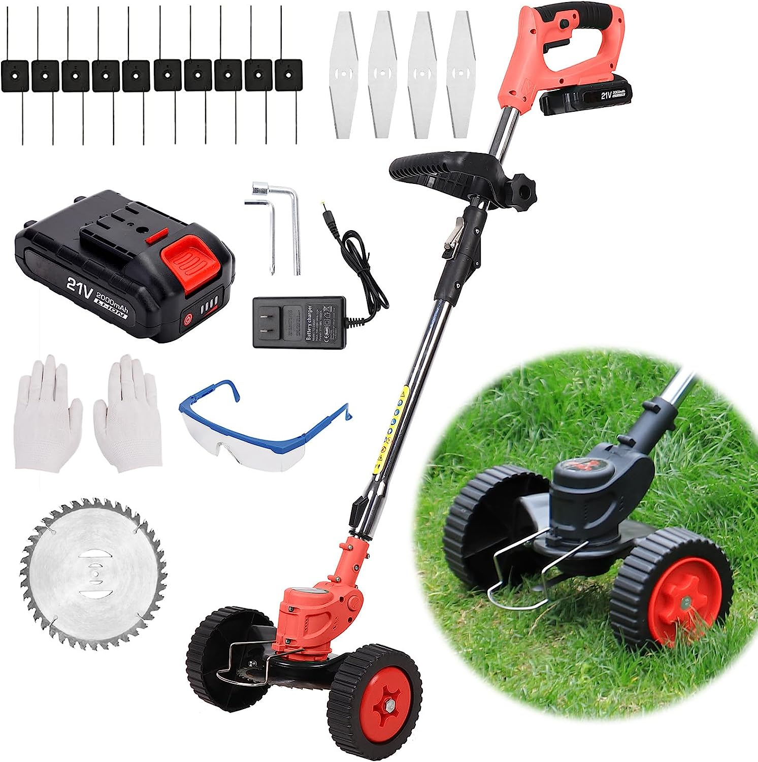 21V Weed Wacker Electric Weed Eater Battery Powered, 3 [...]