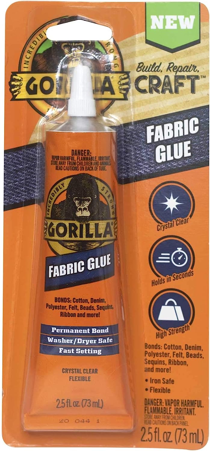 Gorilla Waterproof Fabric Glue 2.5 Ounce Tube, Clear, [...]