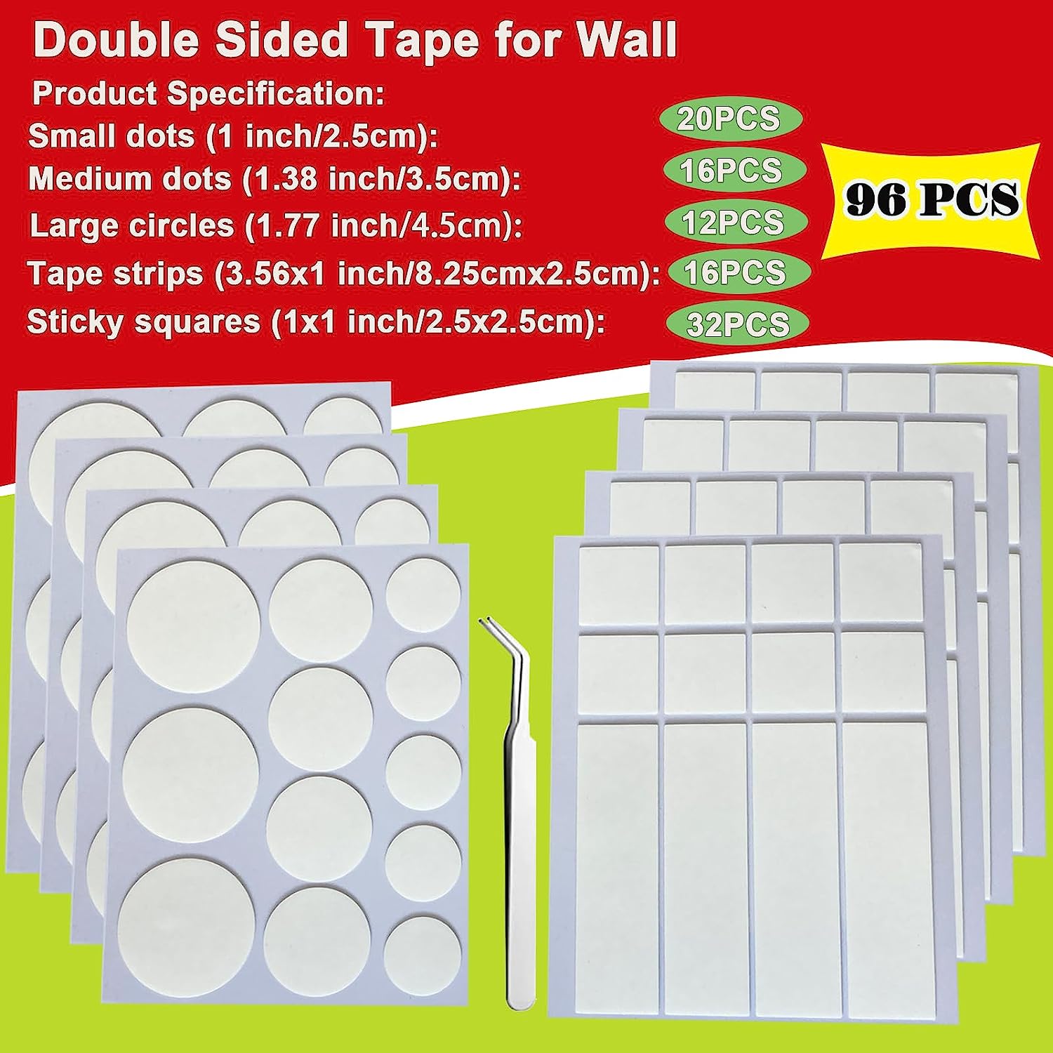 KAIHENG 96PCS Mounting Tape, Double Sided Tape for [...]