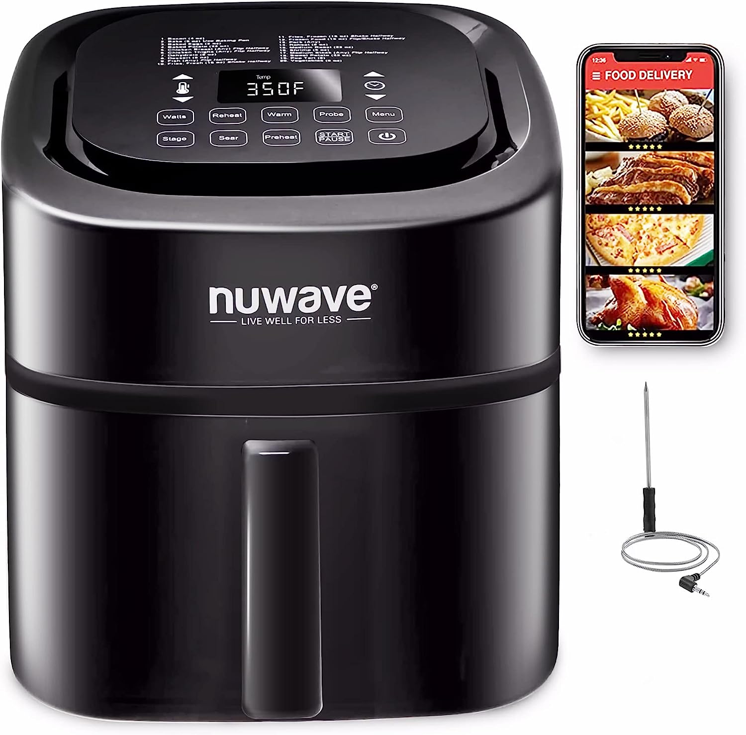 Nuwave Brio 8-Qt Air Fryer, Powerful 1800W, Easy-to- [...]