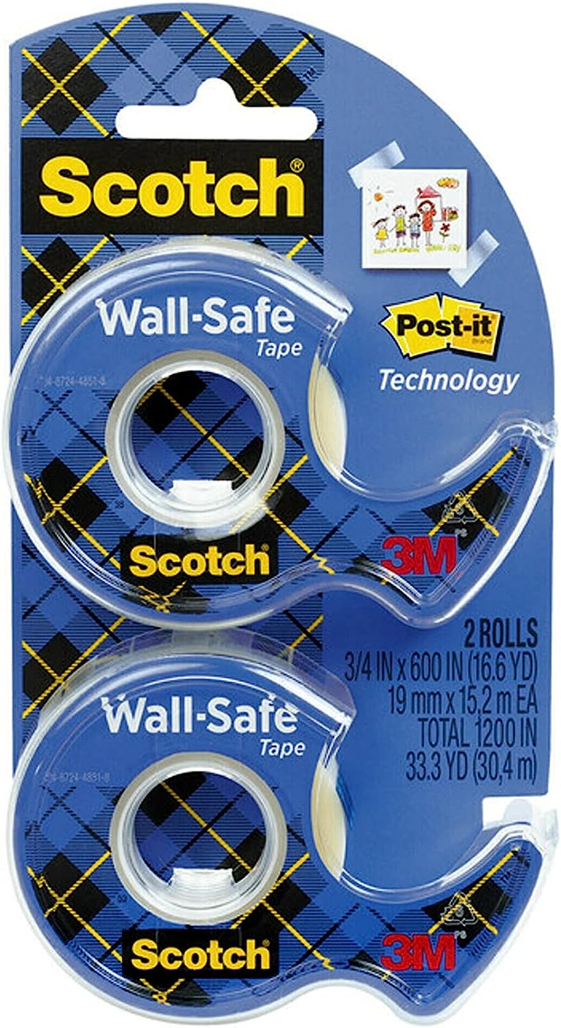 Scotch Wall-Safe Tape, 2 Dispensered Rolls, Sticks [...]