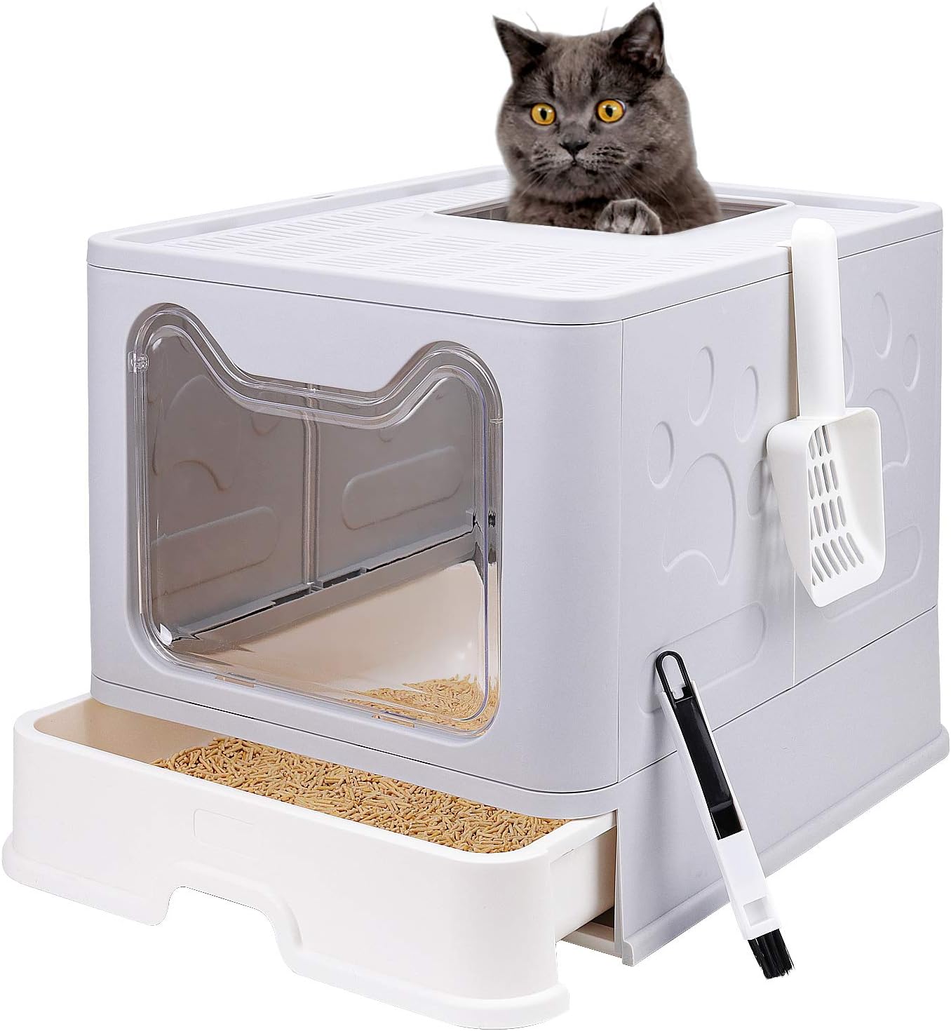 Foldable Cat Litter Box with Lid, Enclosed Cat Potty, [...]