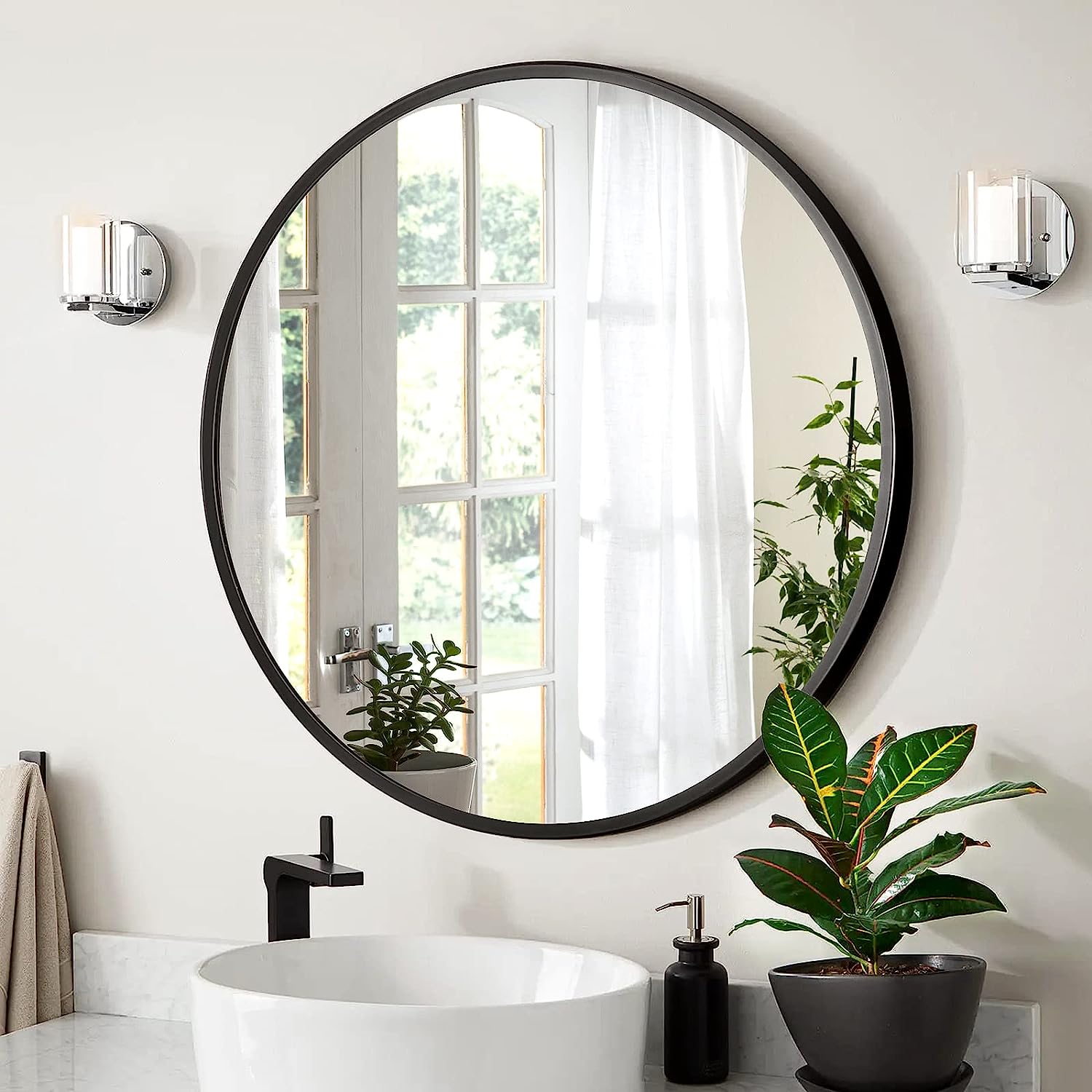 A.T.Lums 24 Inch Black Round Mirror, Wall Mounted [...]
