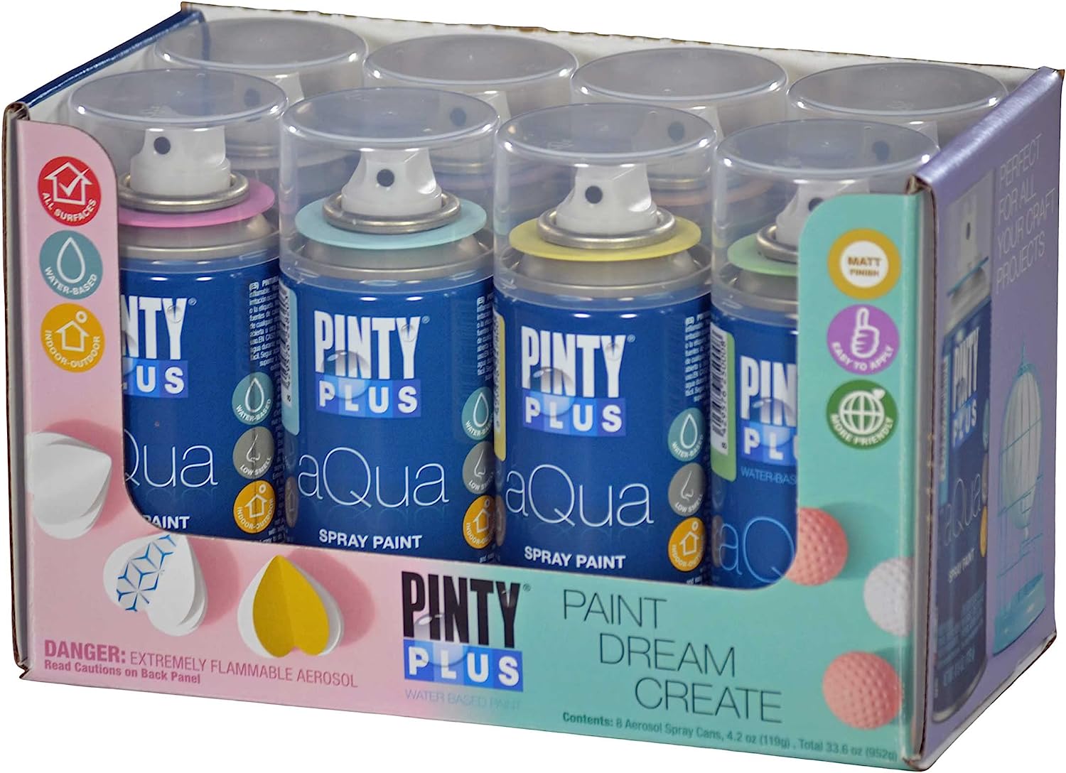 Pintyplus Aqua Spray Paint - Art Set of 8 Water Based [...]