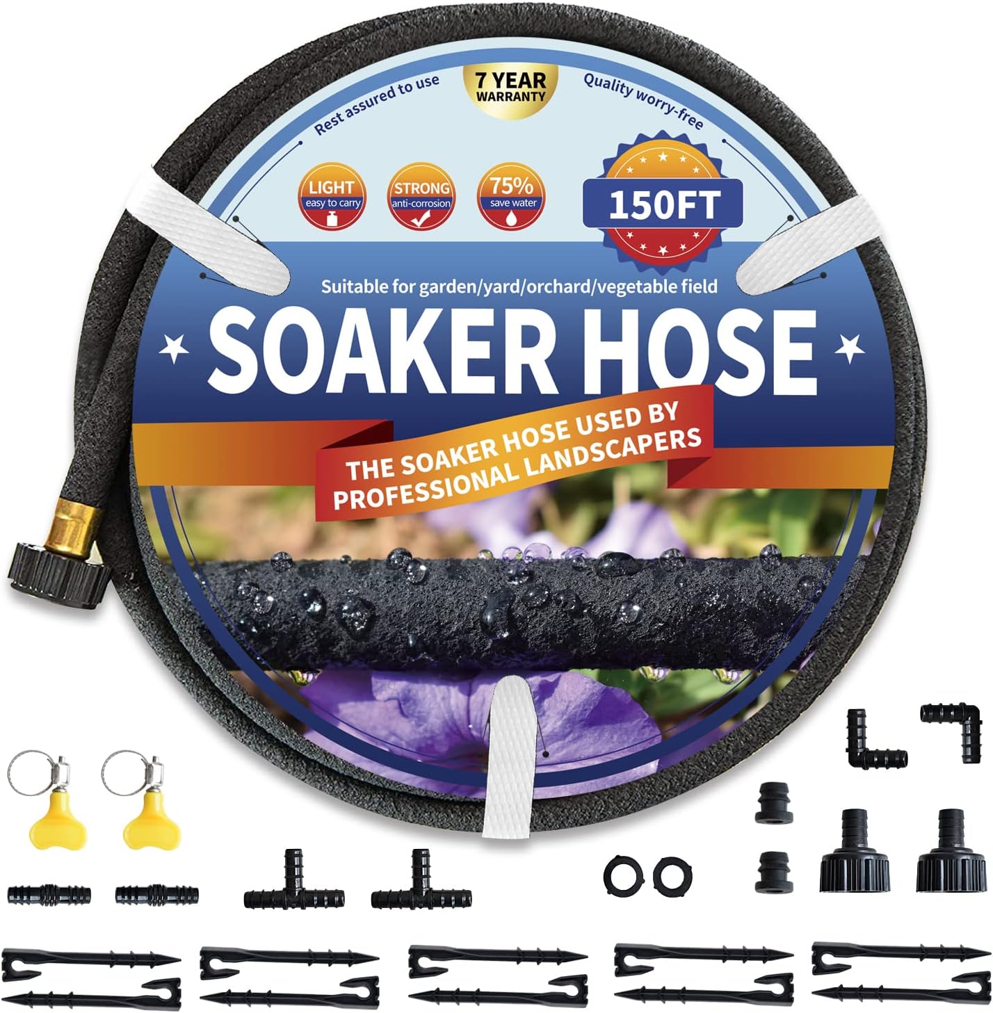 Soaker Hose 150 FT for Garden with Kit, 1/2’’ Diameter [...]