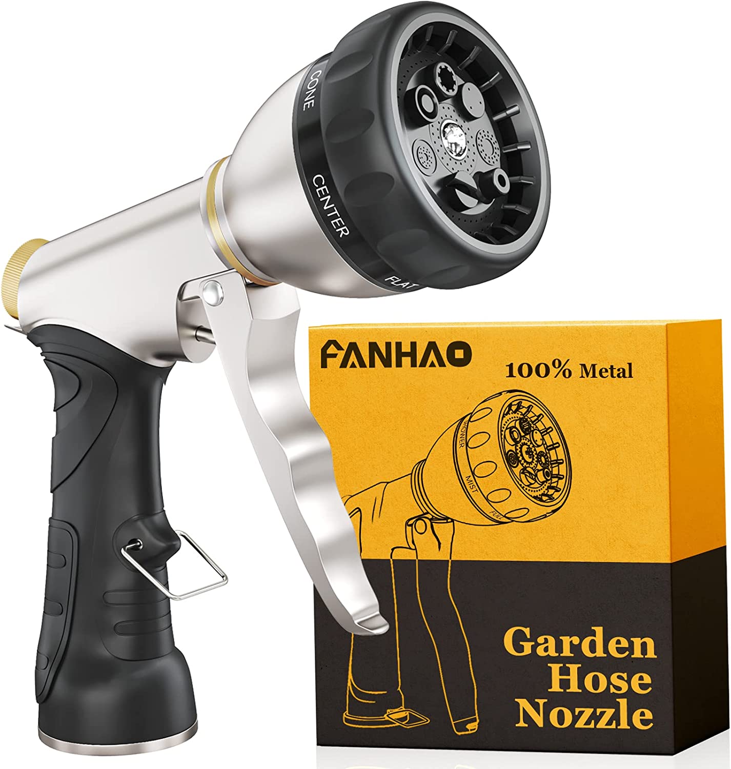 FANHAO Garden Hose Nozzle, 100% Heavy Duty Metal Water [...]