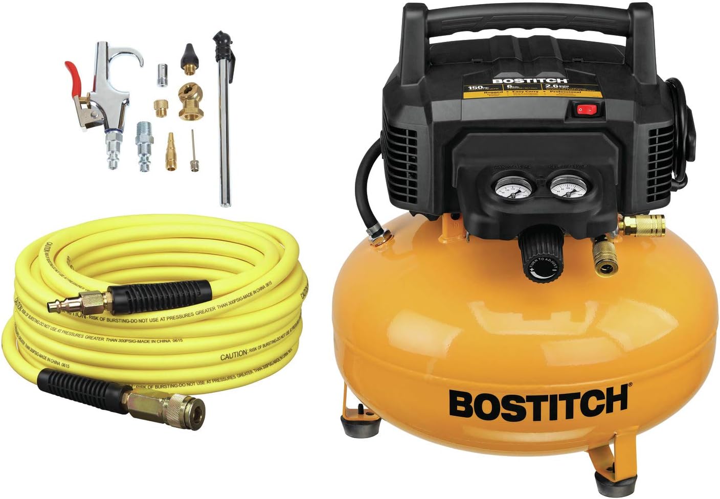 BOSTITCH Air Compressor Kit, Oil-Free, 6 Gallon, 150 [...]