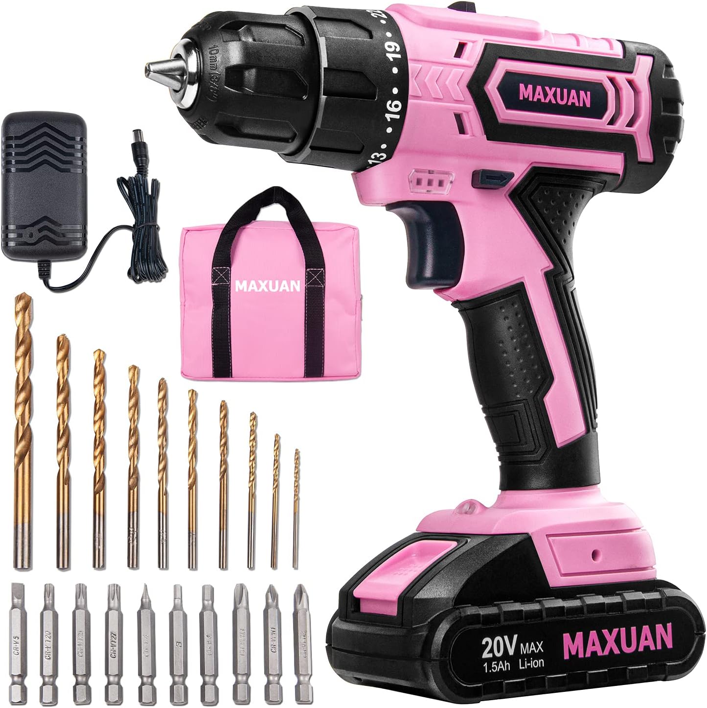 20V Pink Cordless Power Drill Driver Set, Lady's Home [...]