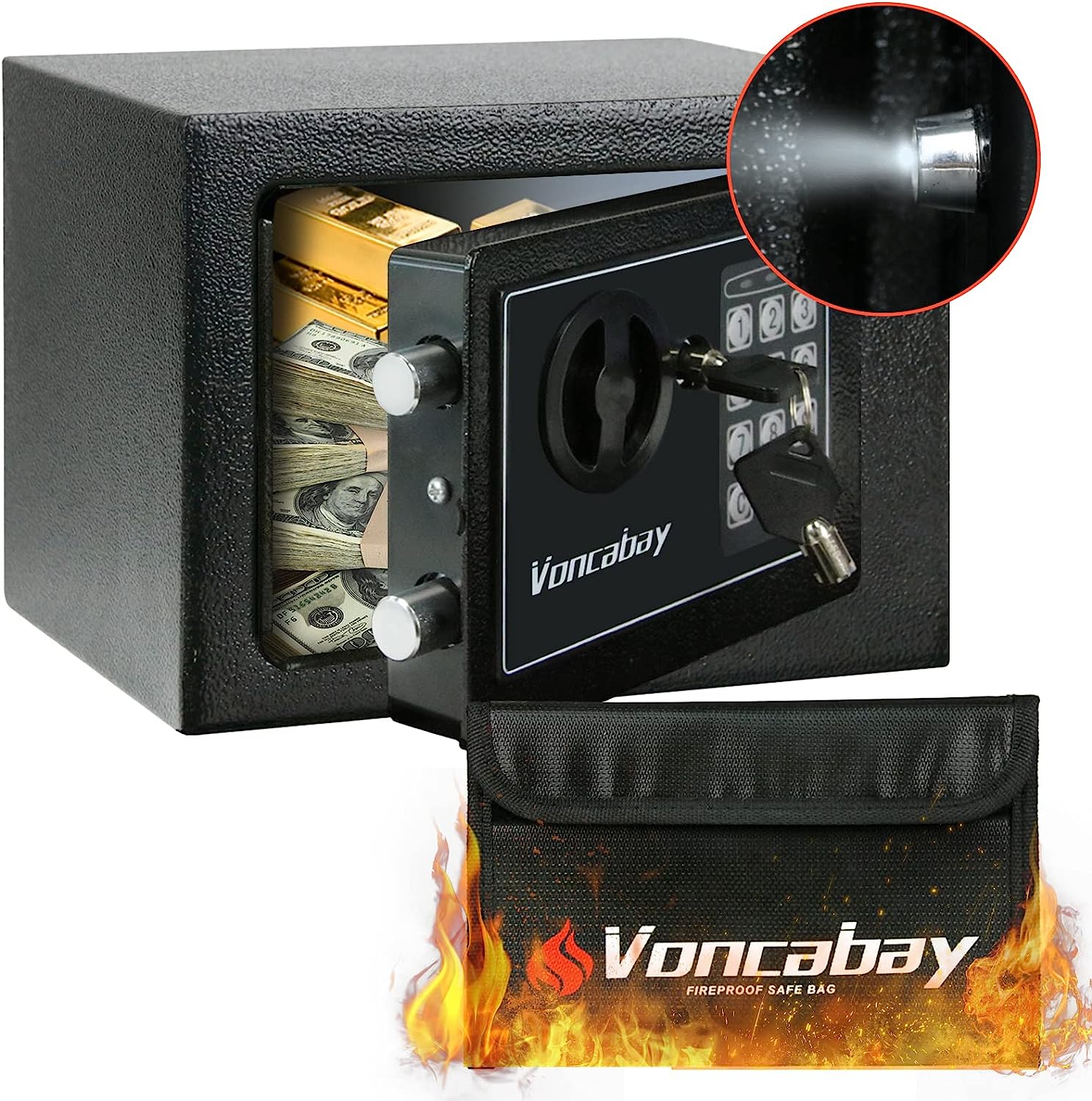 Voncabay Money Safe Box for Home with Sensor Light & [...]