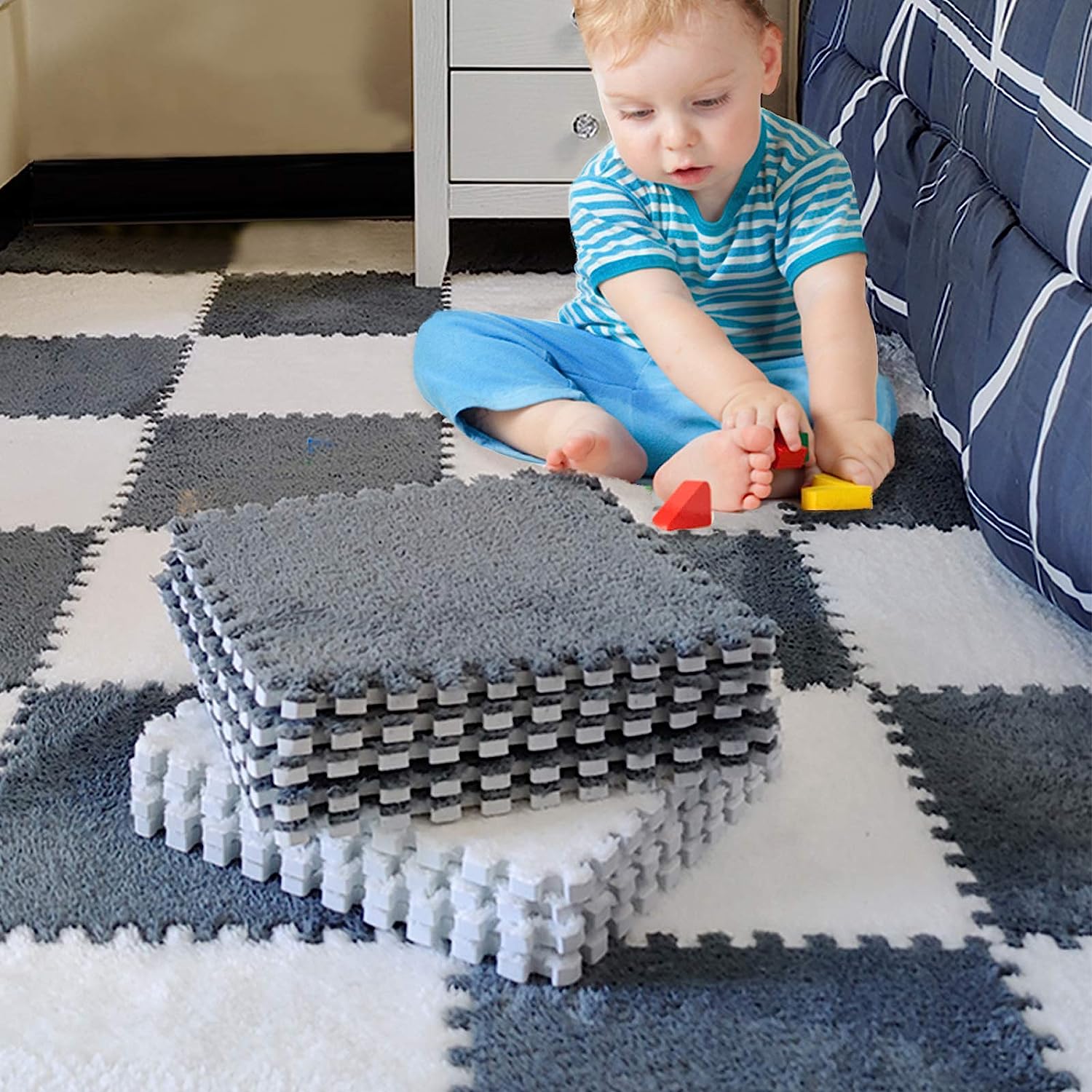 12PCS Plush Puzzle Foam Floor Mat for Kids- Thick [...]