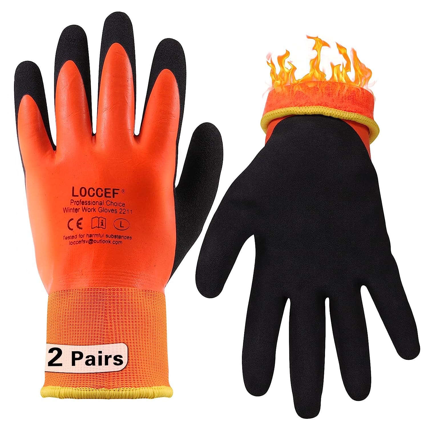 LOCCEF 2 Pairs 100% Waterproof Winter Gloves,Winter [...]