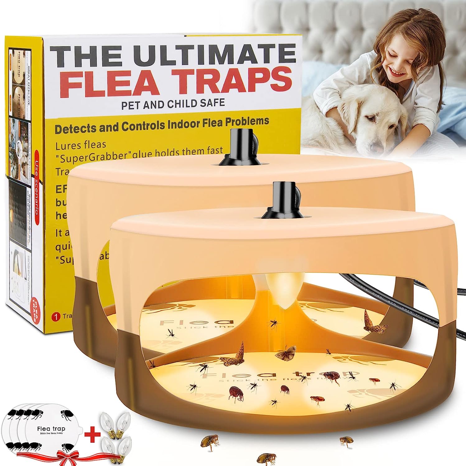Flea Trap, Indoor Sticky Flea Trap with 2 Glue Discs [...]